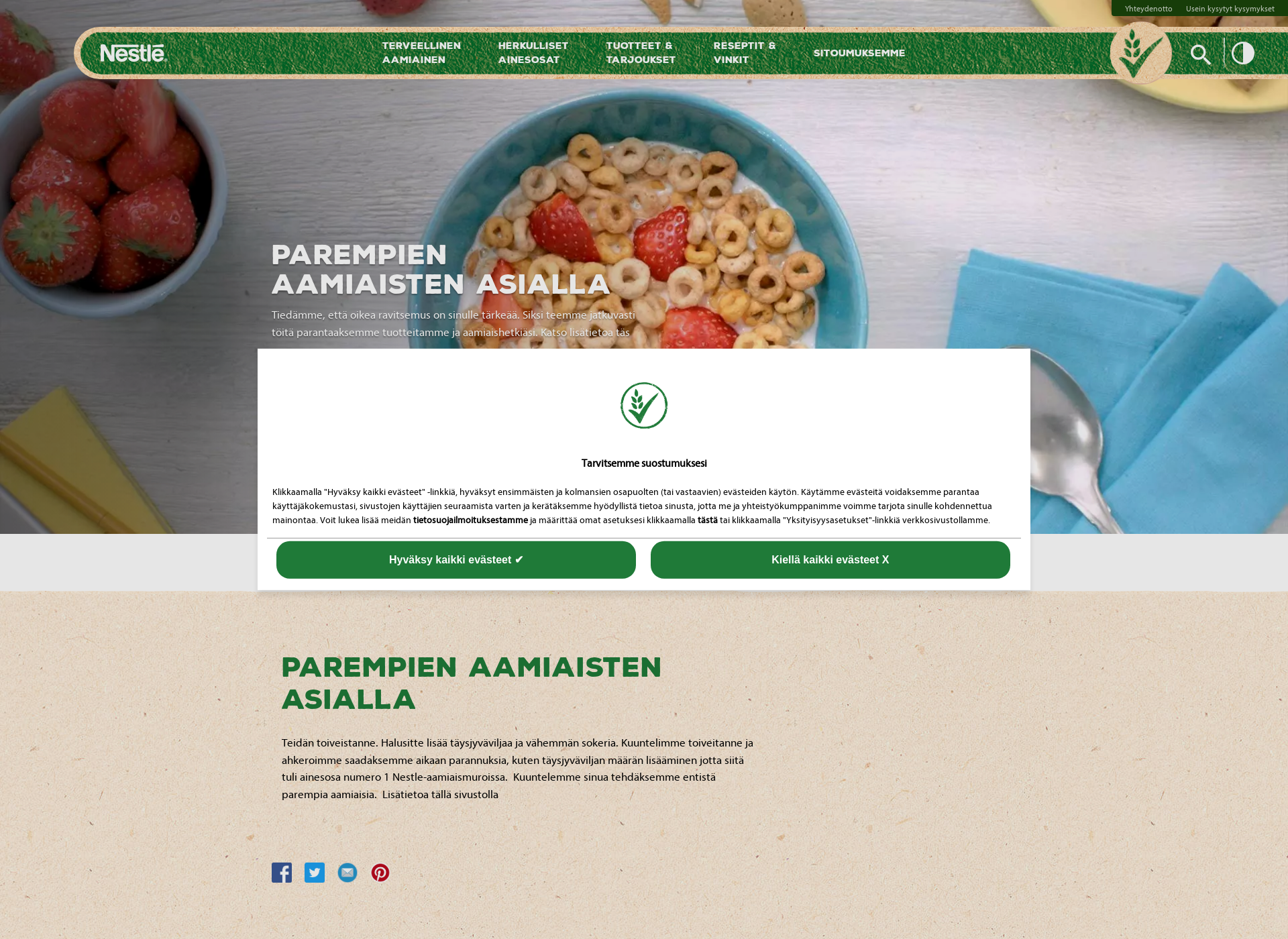 Skärmdump för nestle-cereals.fi