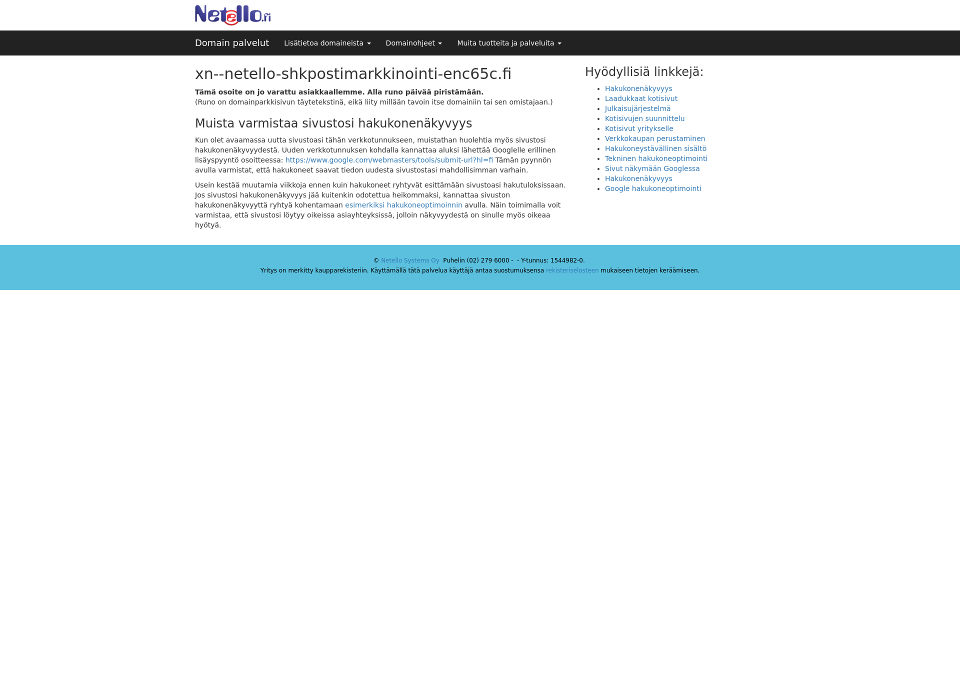 Skärmdump för netello-sähköpostimarkkinointi.fi