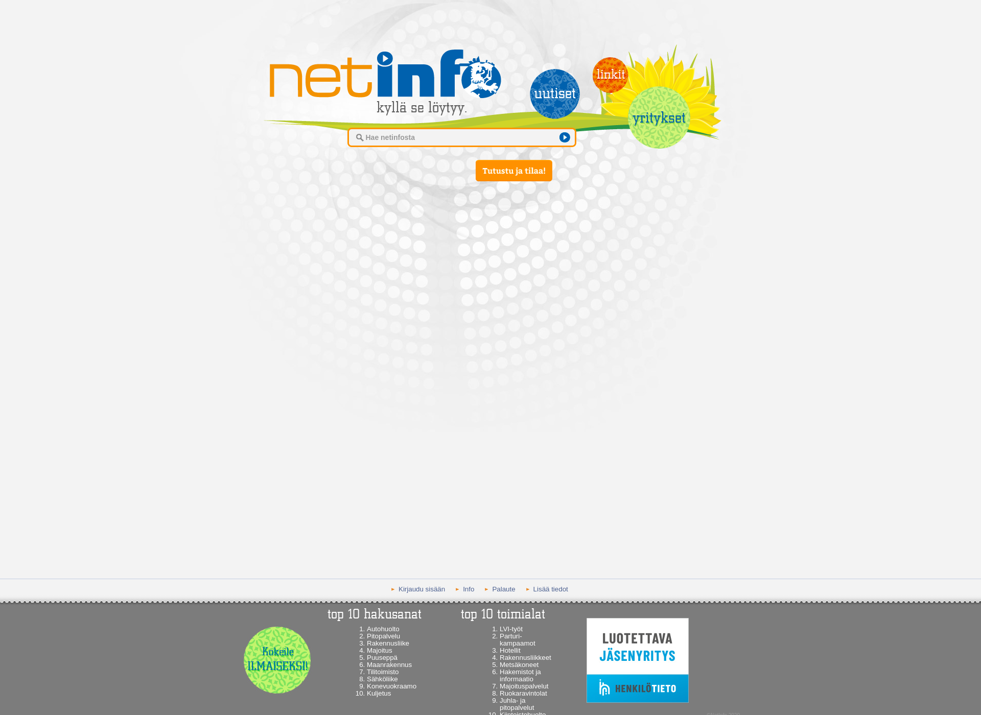 Skärmdump för netininfo.fi