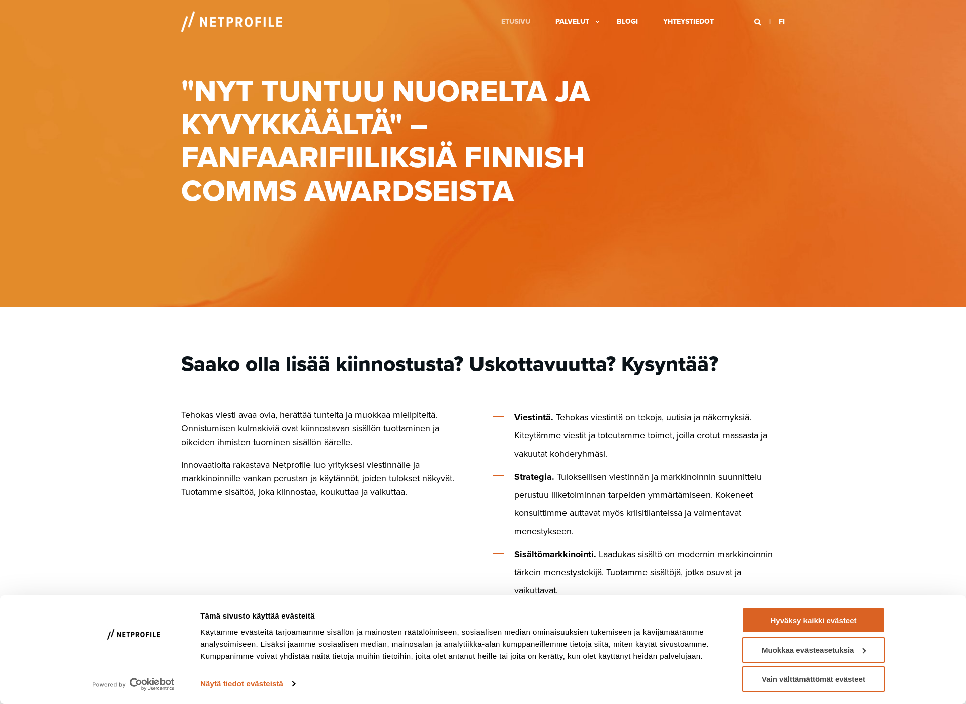 Skärmdump för netprofile.fi