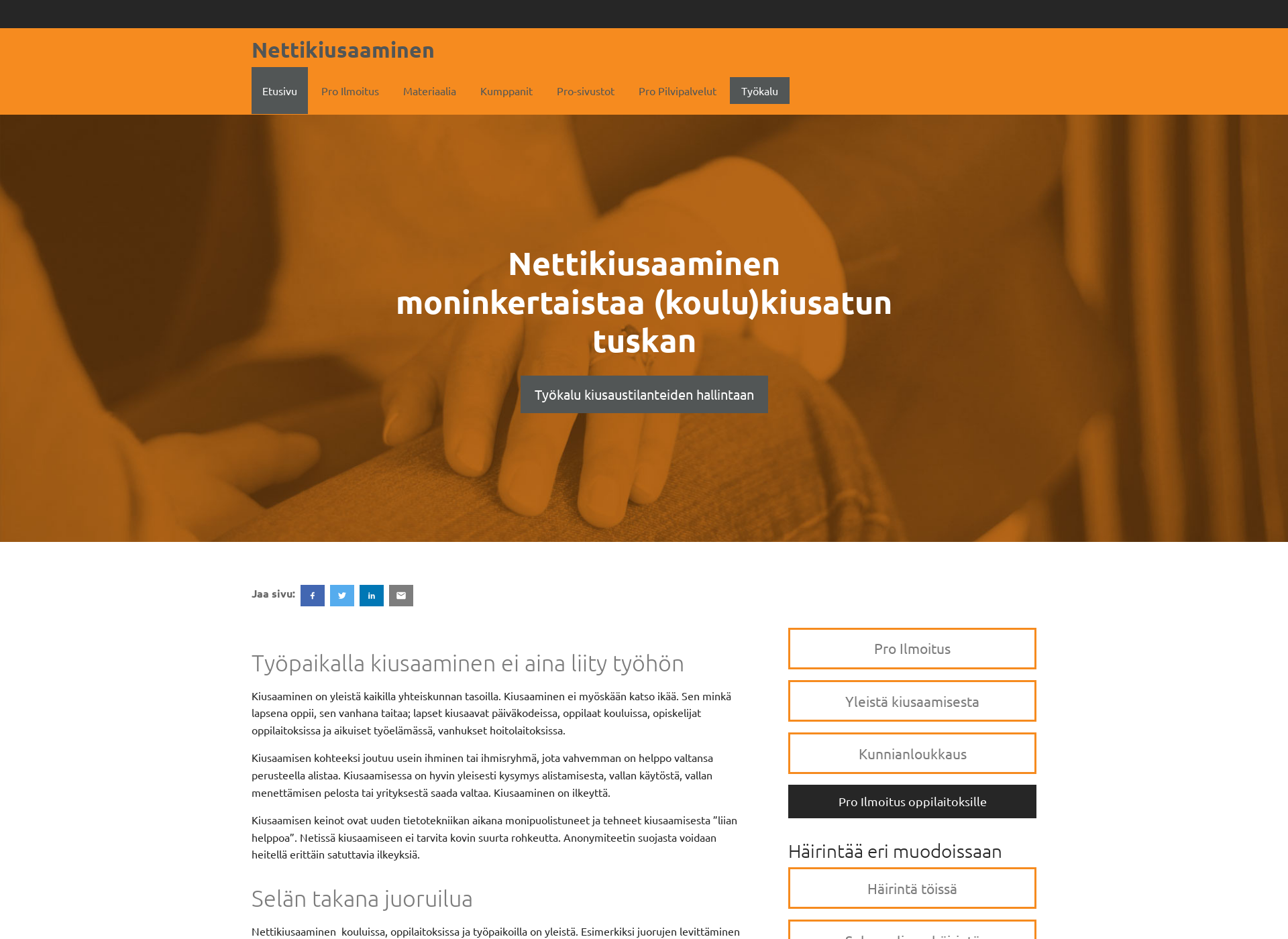 Skärmdump för nettikiusaaminen.fi