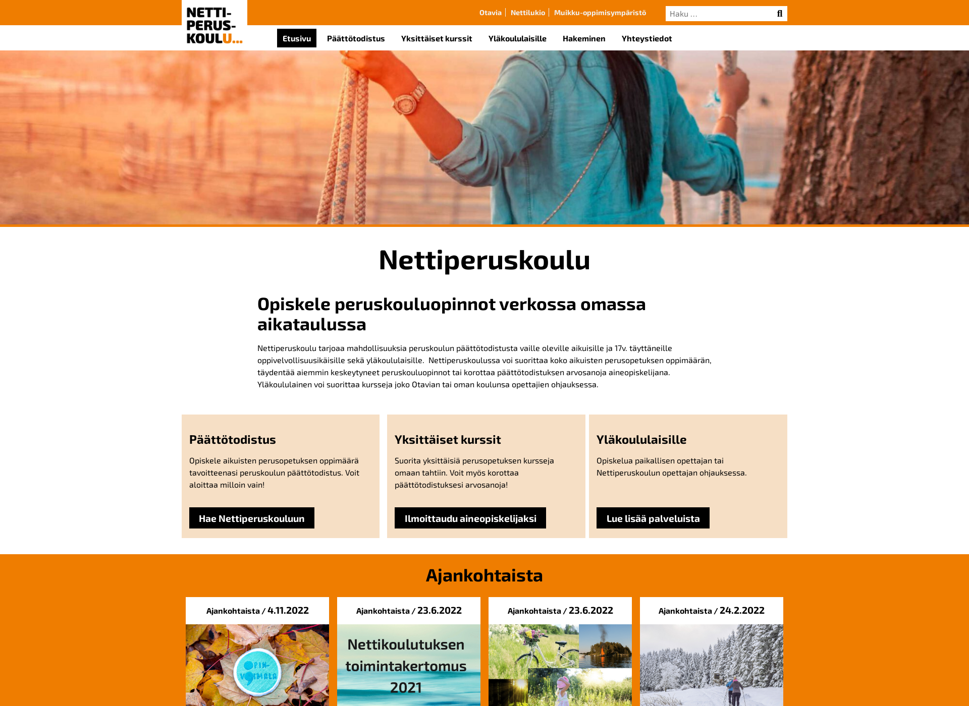Skärmdump för nettiperuskoulu.fi
