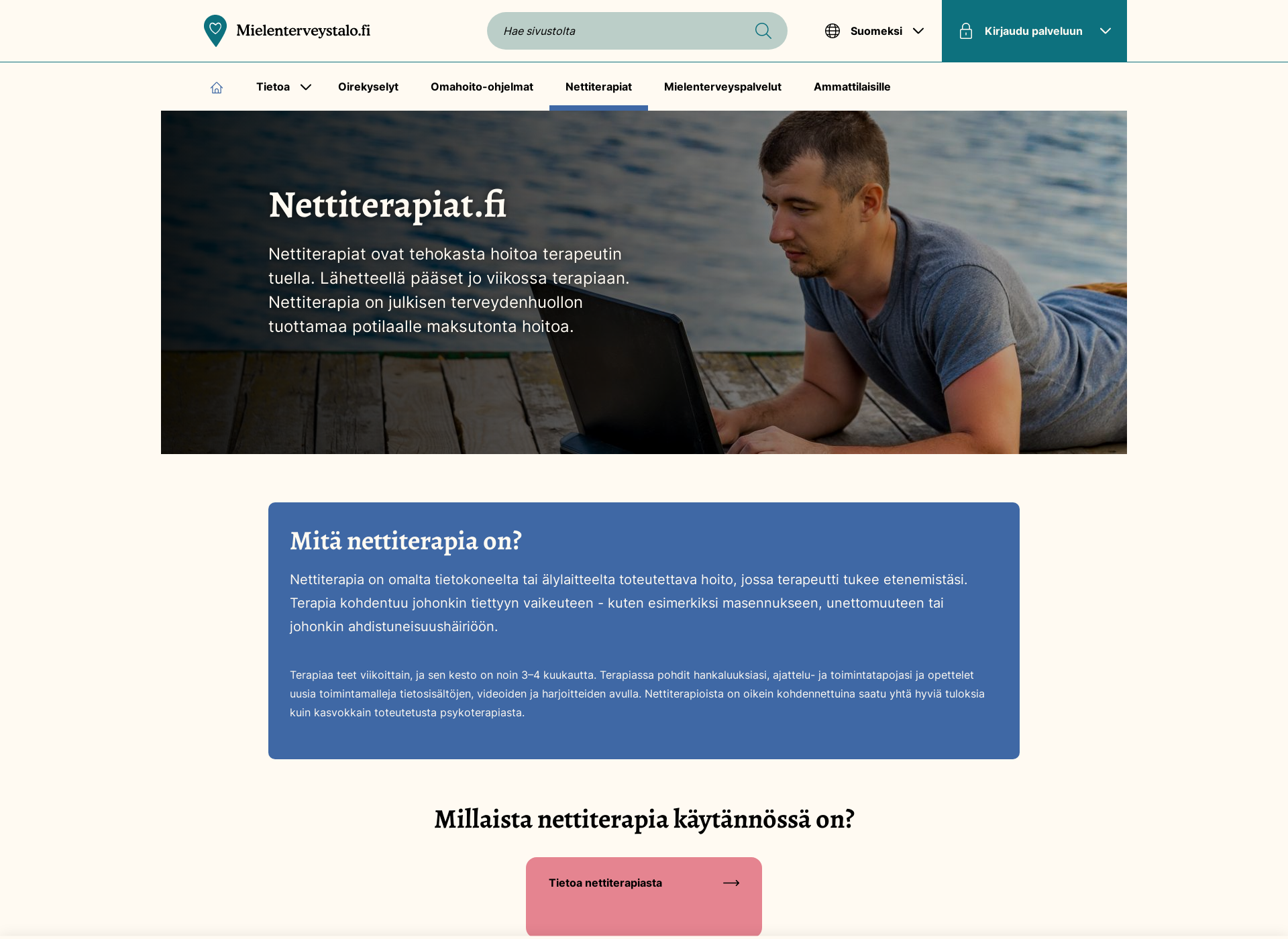 Skärmdump för nettiterapiat.fi