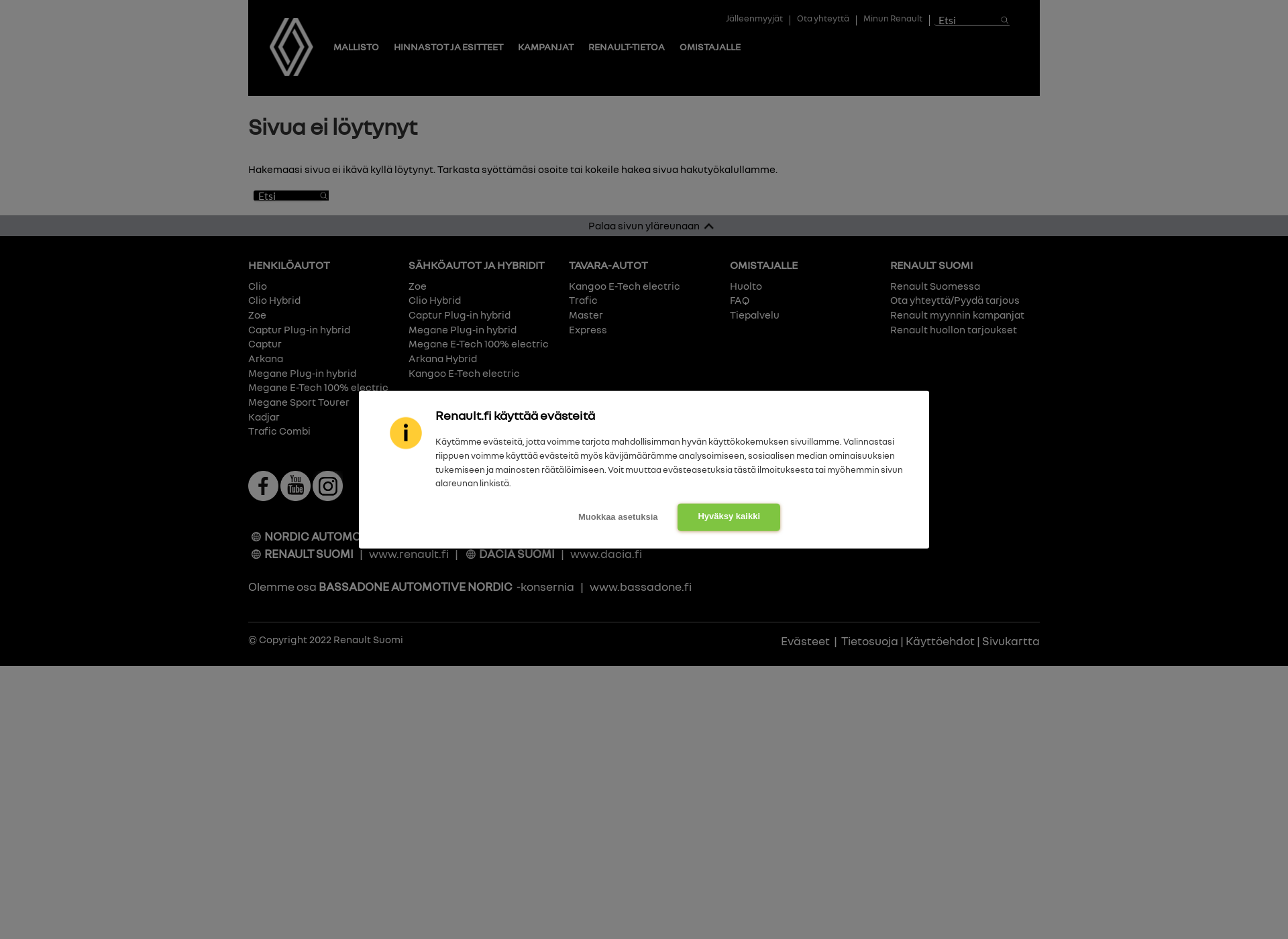Skärmdump för nettorenault.fi