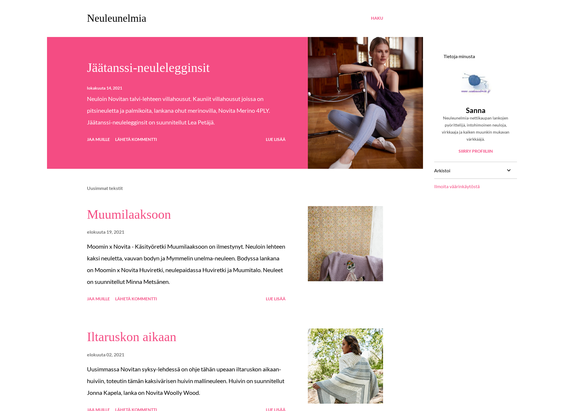 Skärmdump för neuleunelmia.fi