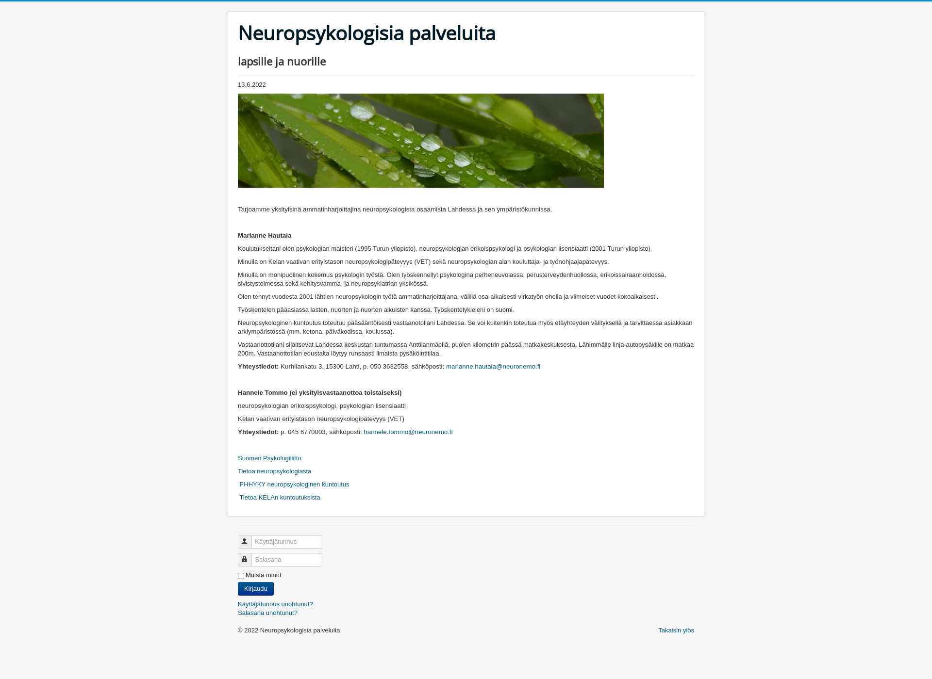 Screenshot for neuronemo.fi