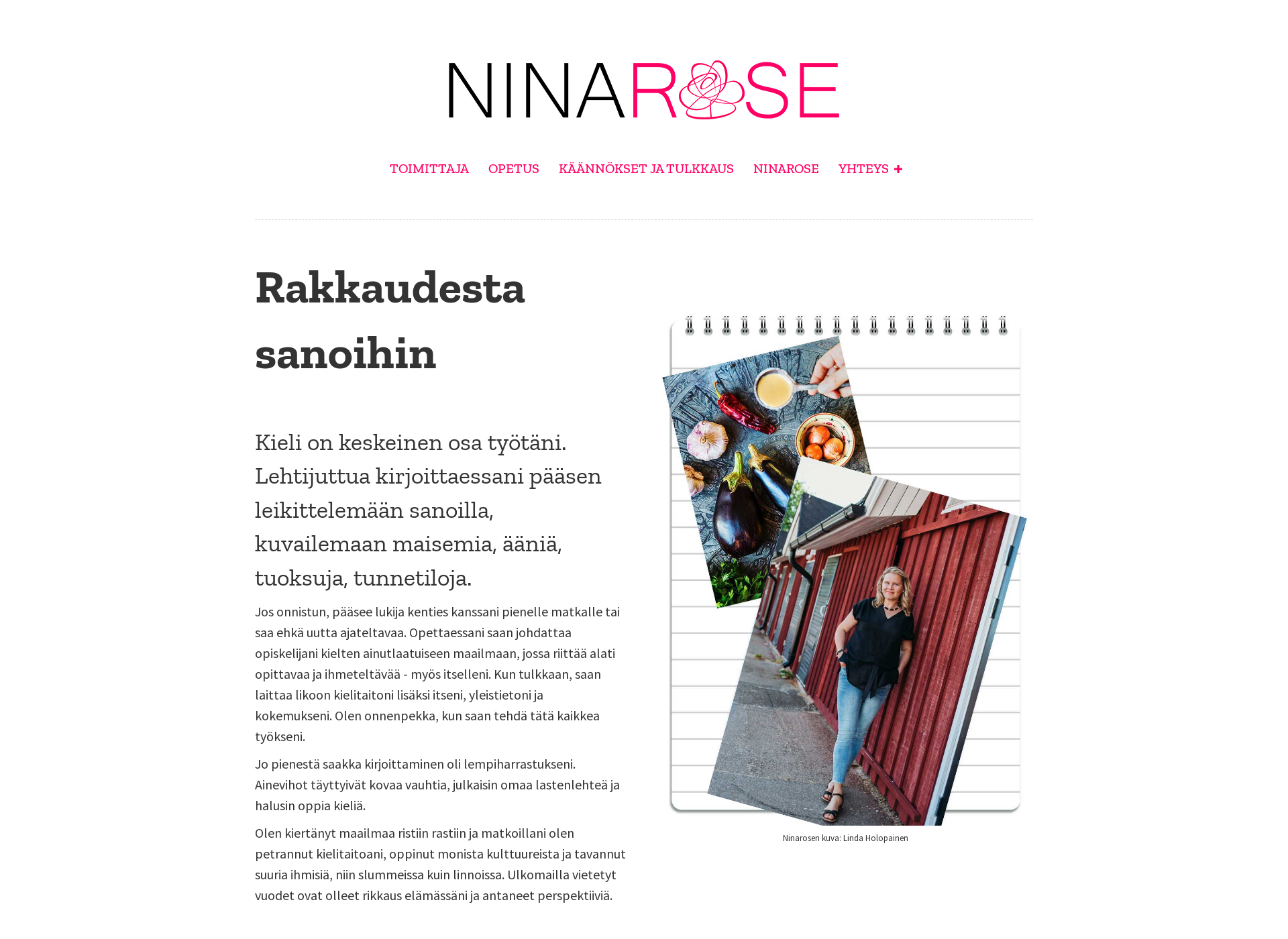 Skärmdump för ninarose.fi
