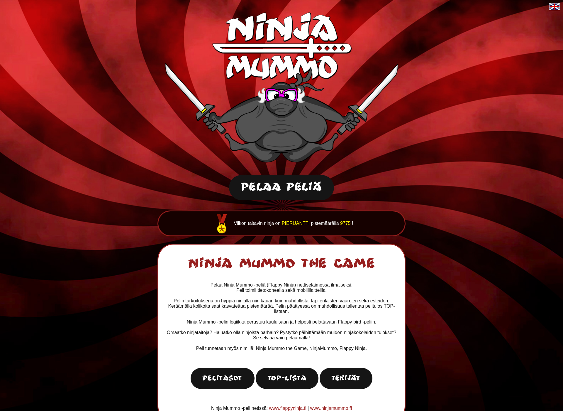 Skärmdump för ninjamummo.fi