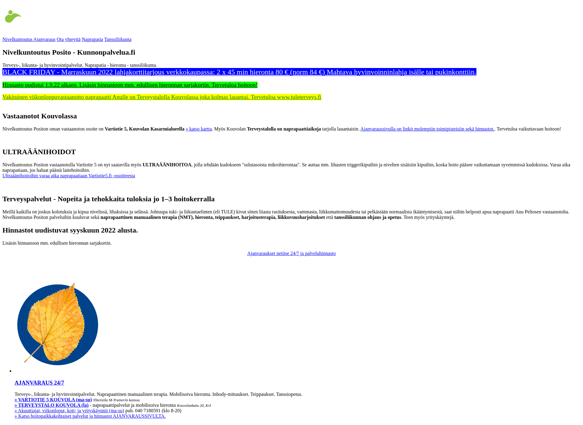 Skärmdump för nivelkuntoutus.fi