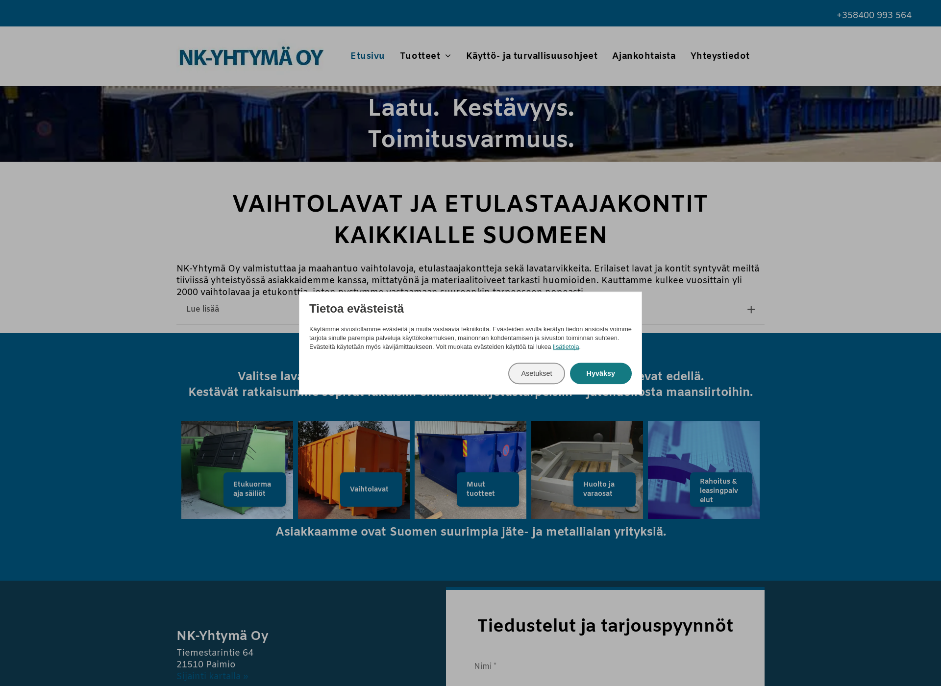 Skärmdump för nk-yhtyma.fi