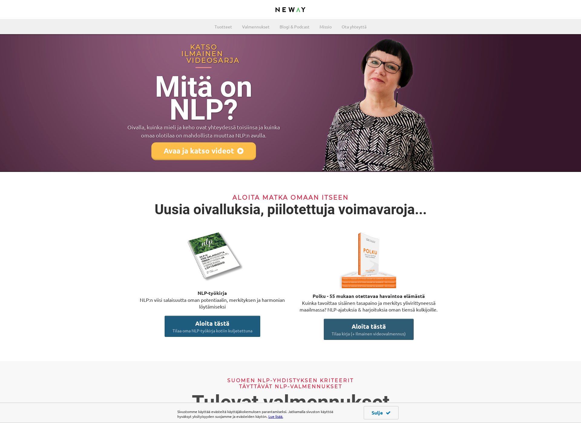 Skärmdump för nlp-koulutukset.fi