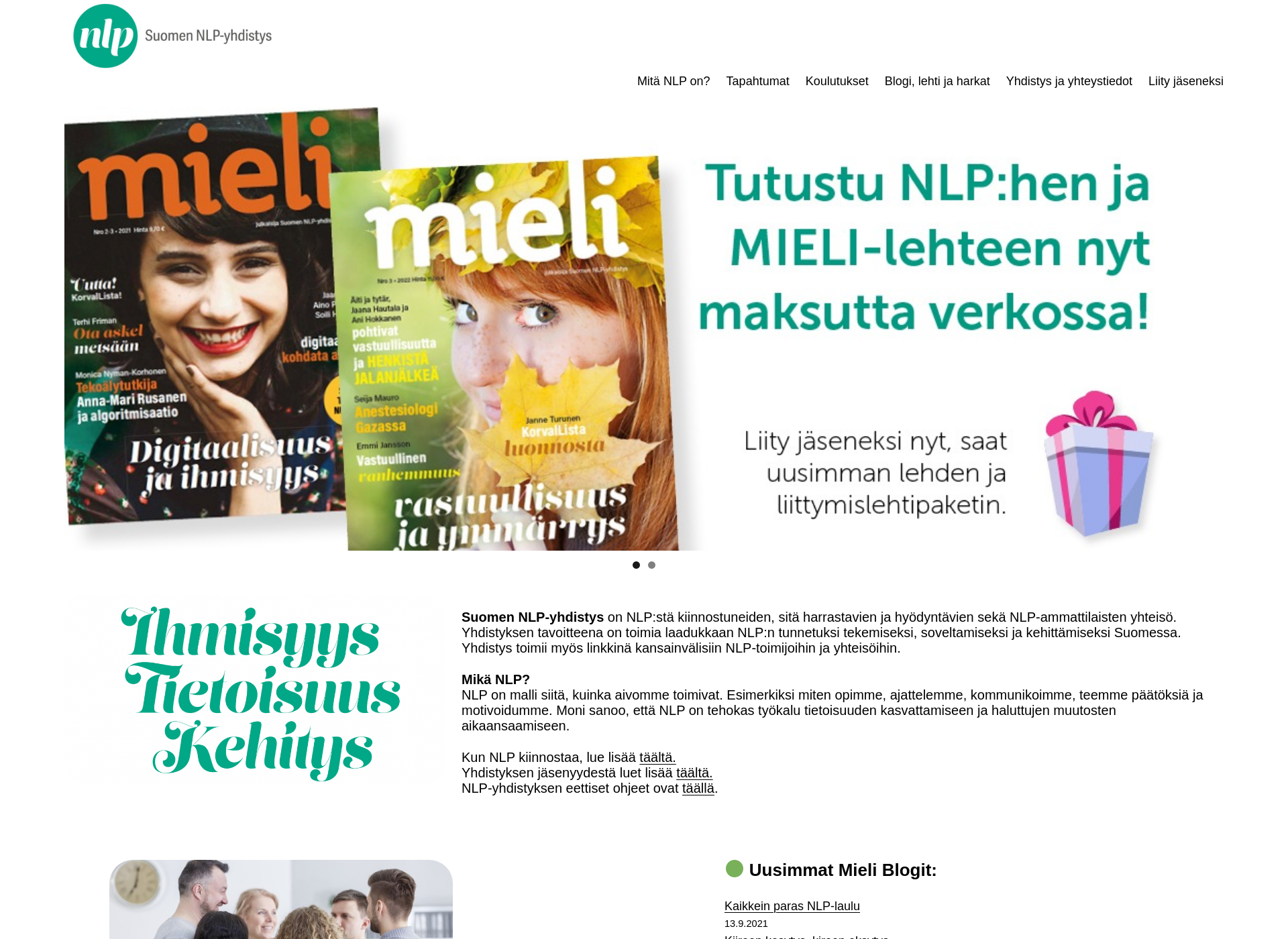 Skärmdump för nlp-yhdistys.fi