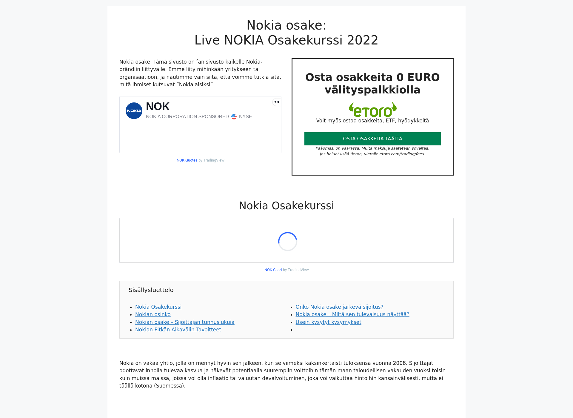 Screenshot for nokia-osake.fi