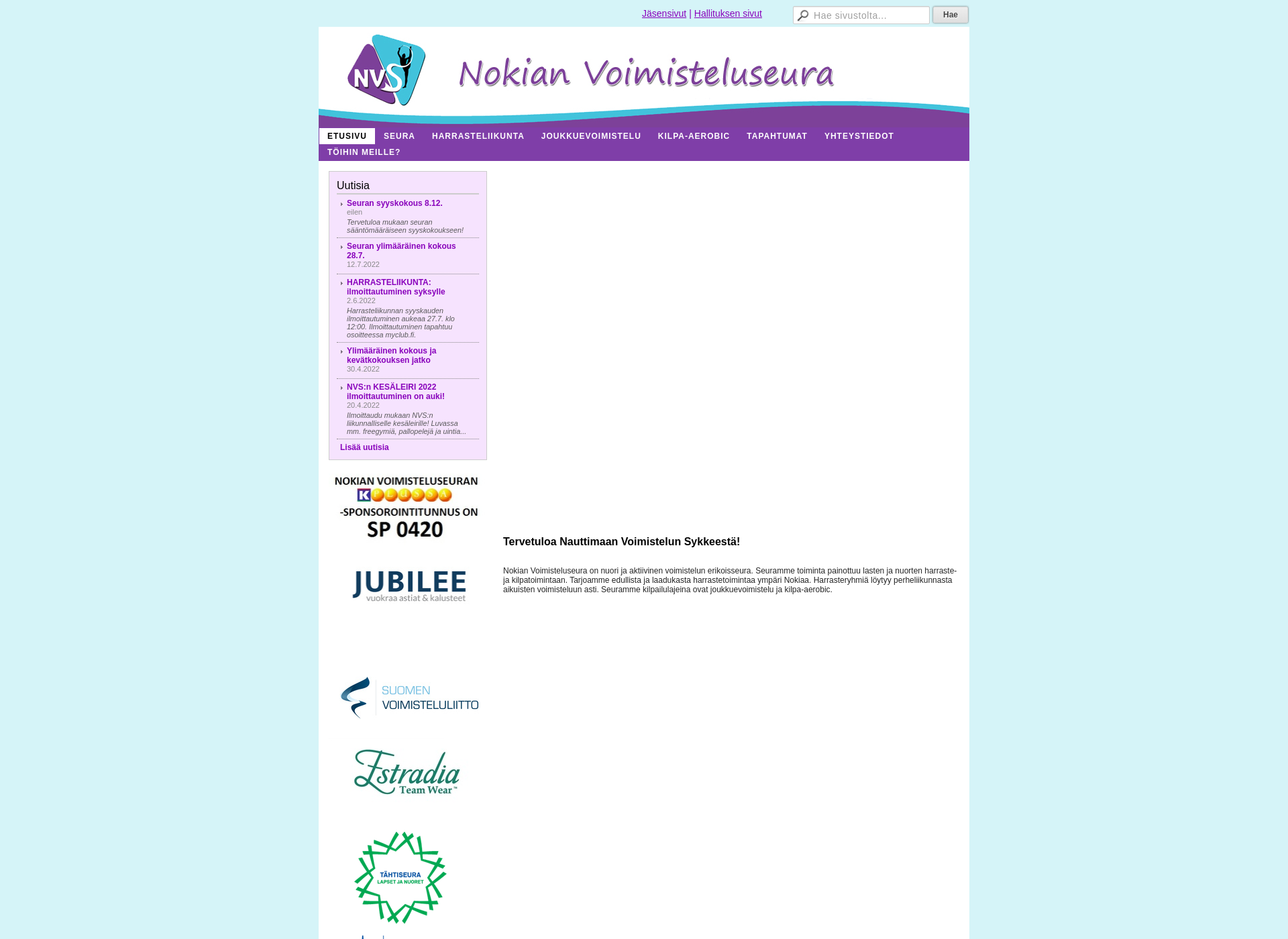 Screenshot for nokianvoimisteluseura.fi