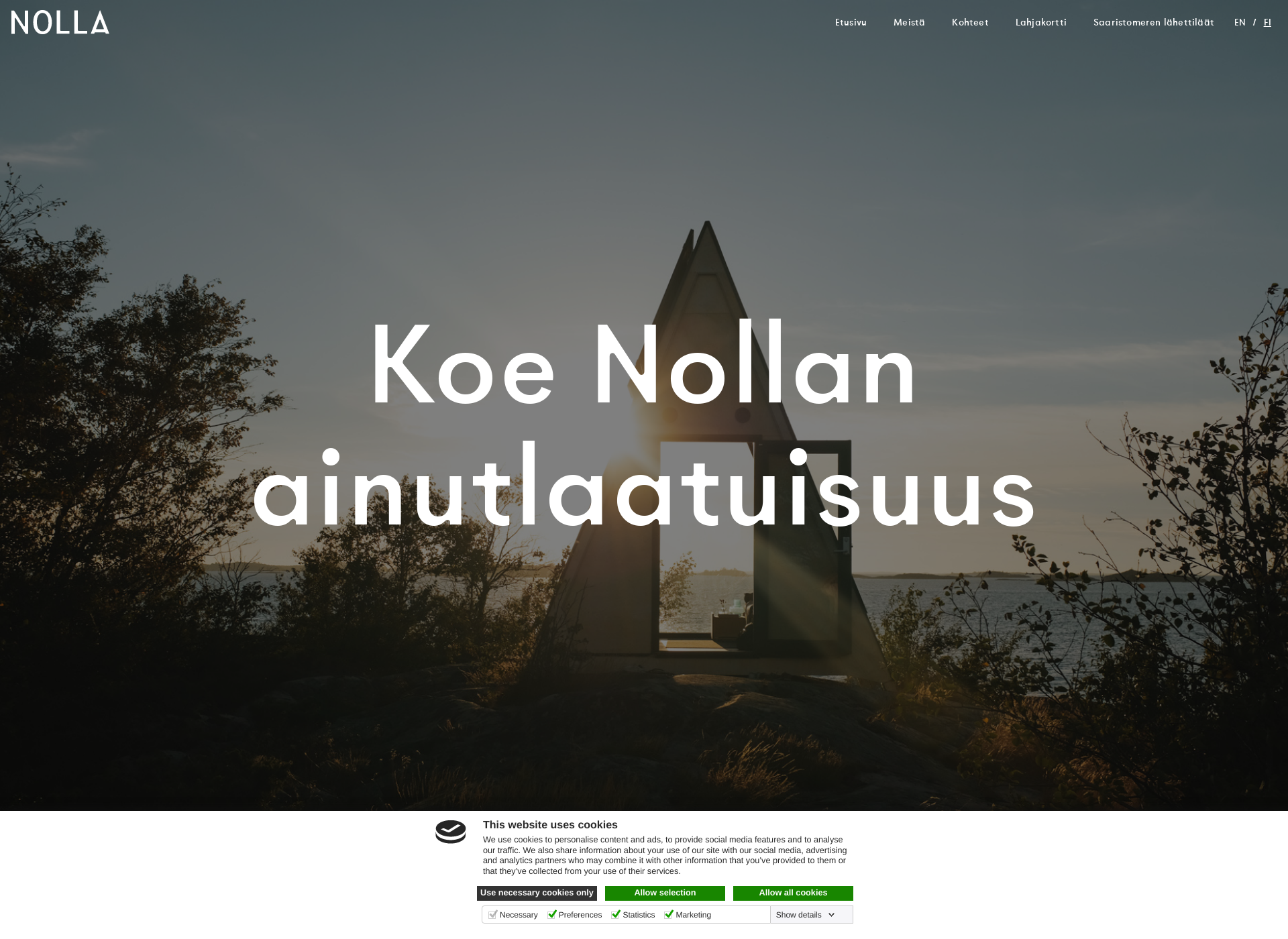 Skärmdump för nollacabins.fi