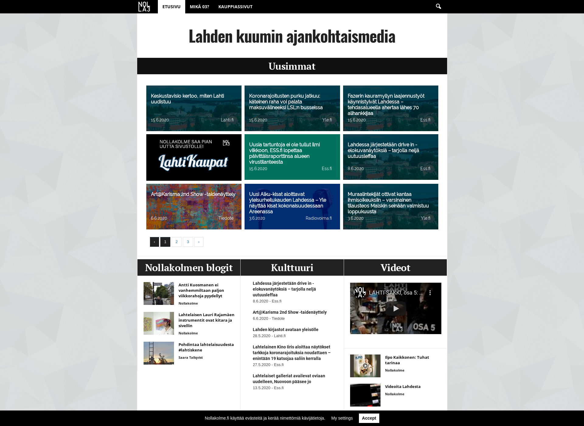 Skärmdump för nollakolme.fi