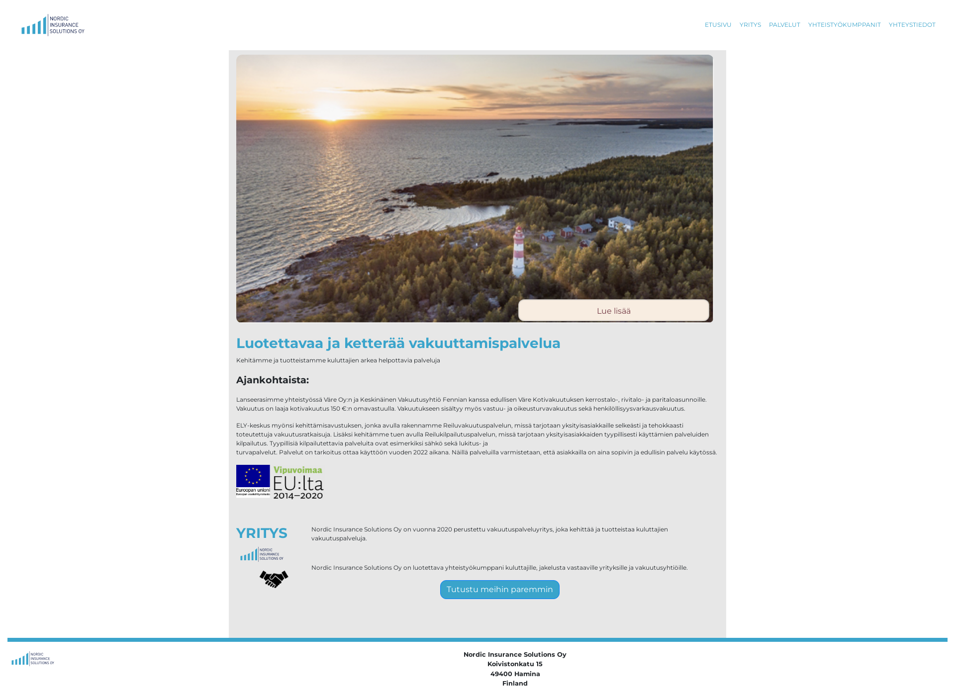 Skärmdump för nordicinsurancesolutions.fi