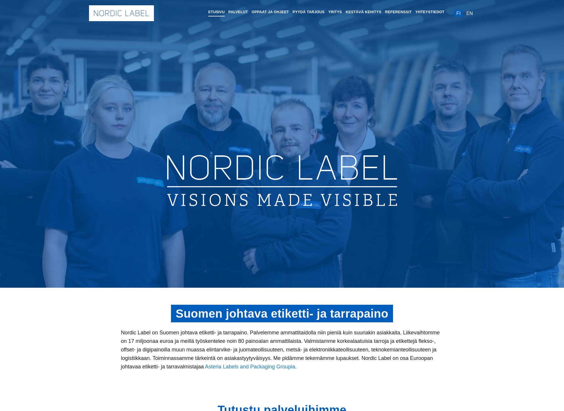 Skärmdump för nordiclabel.fi
