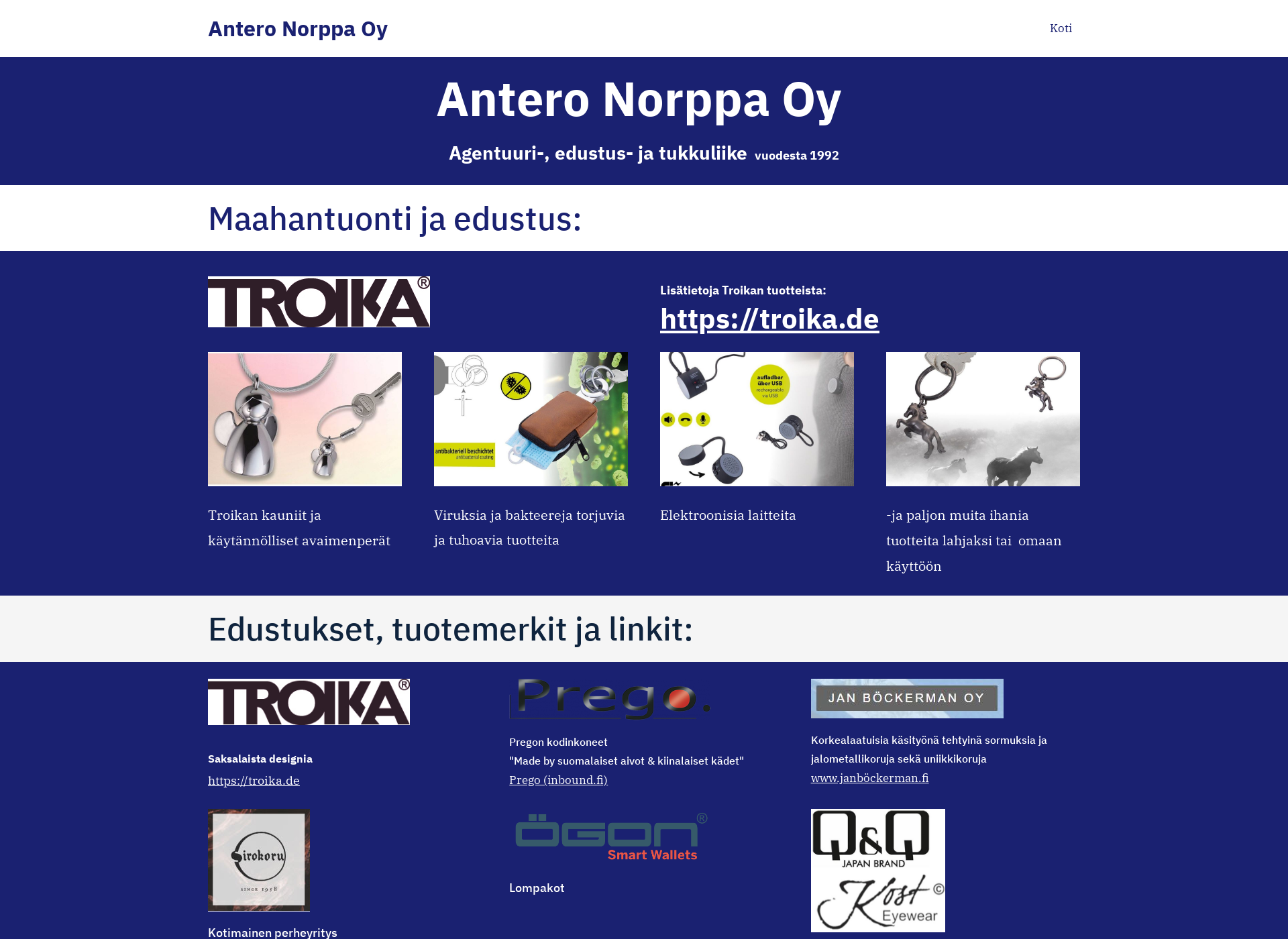 Skärmdump för norppa.fi