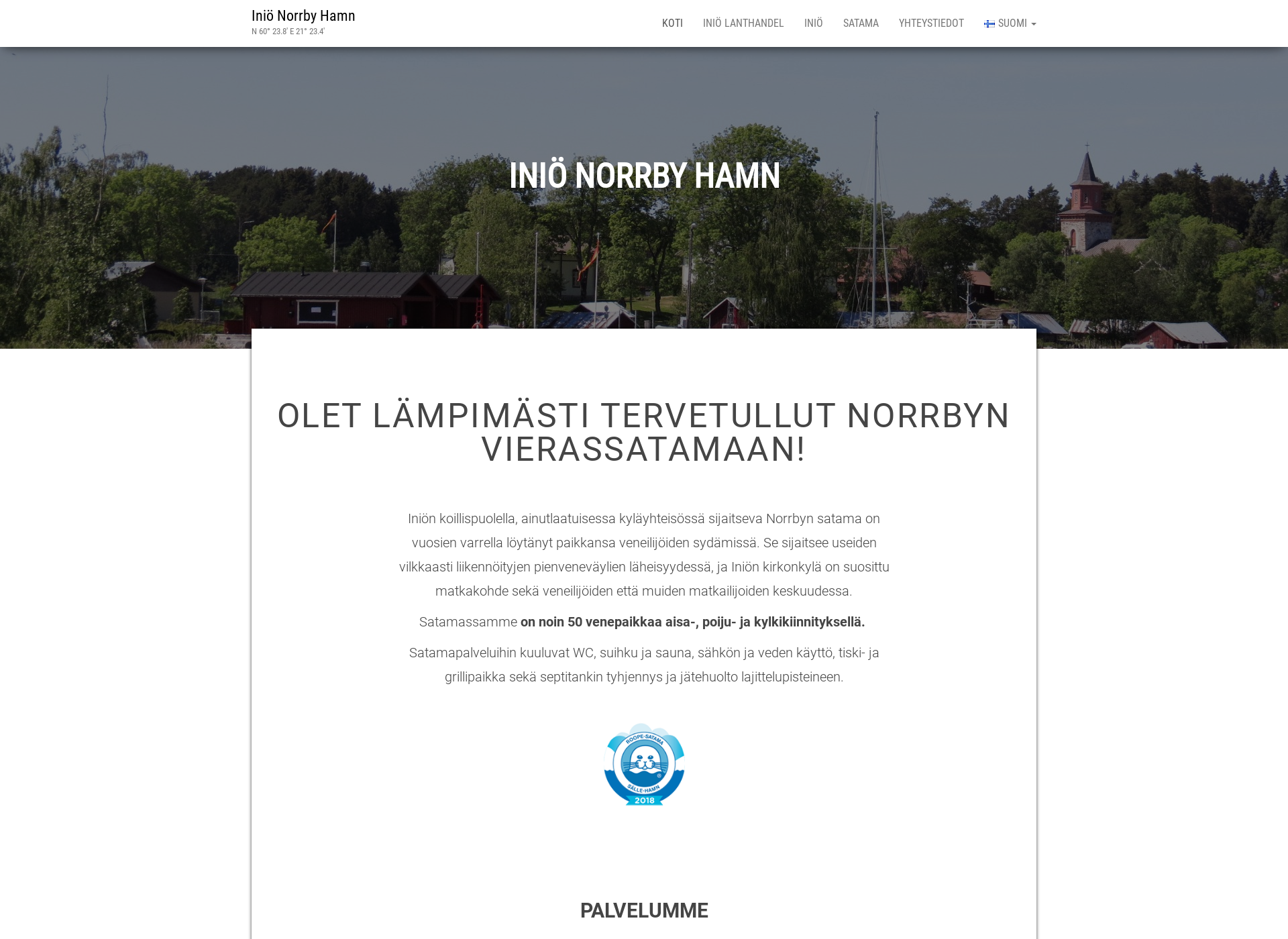 Skärmdump för norrbyhamn.fi