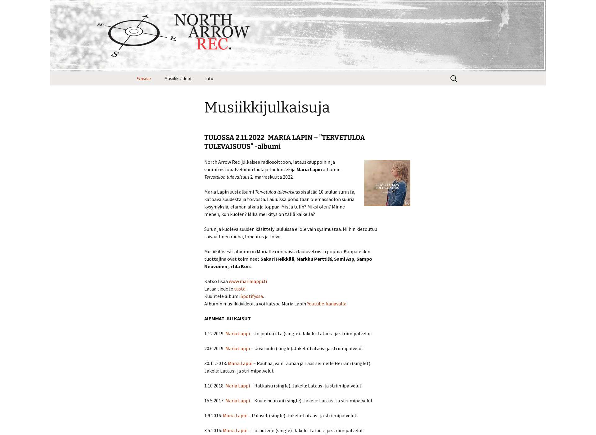 Skärmdump för northarrowrec.fi