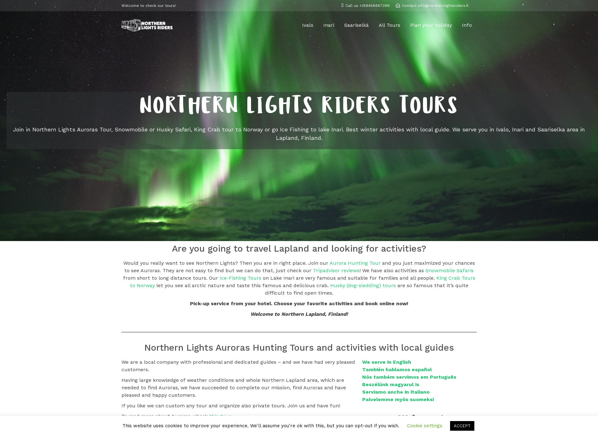 Skärmdump för northernlightsriders.fi