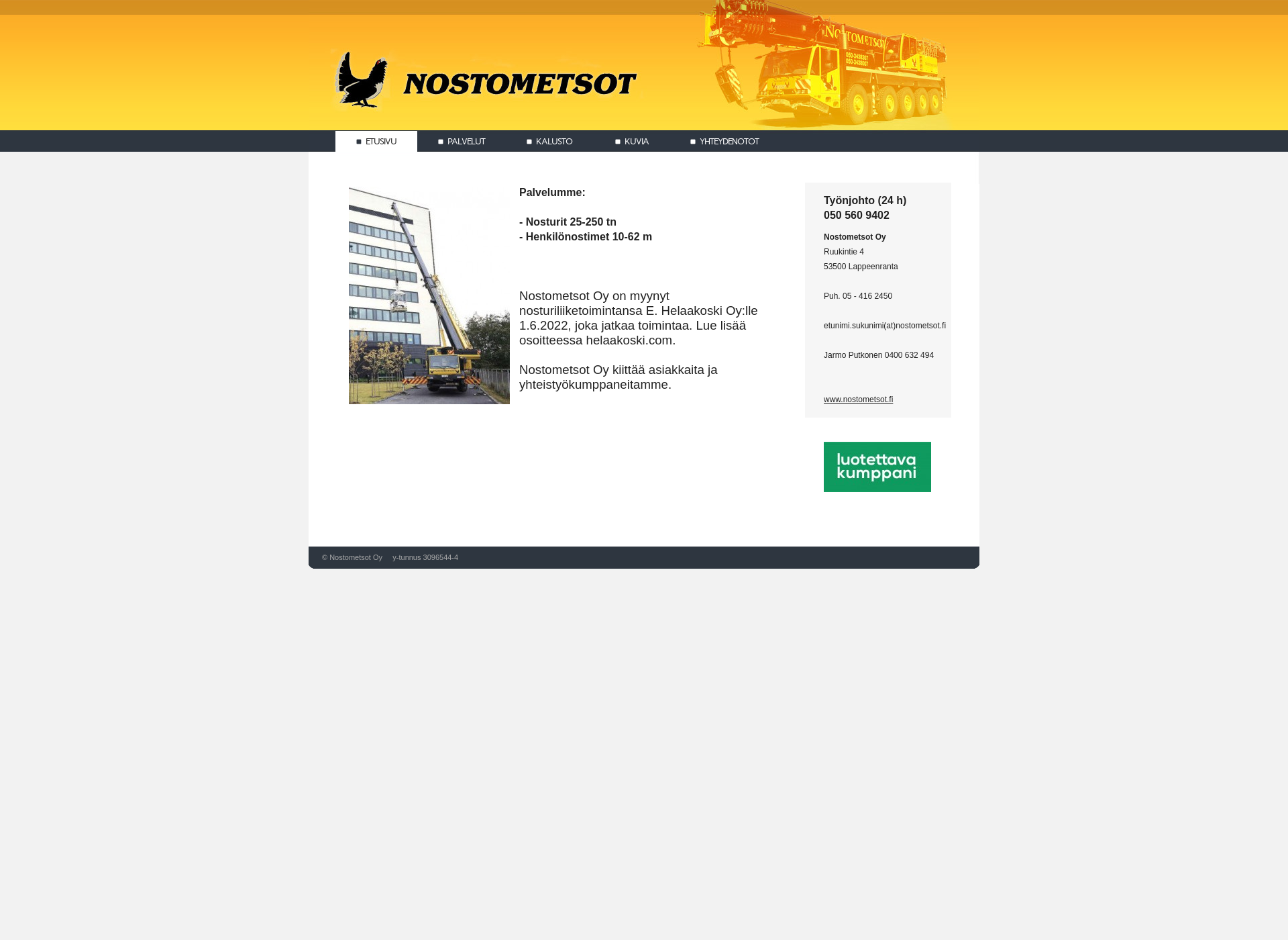 Skärmdump för nostometsot.fi