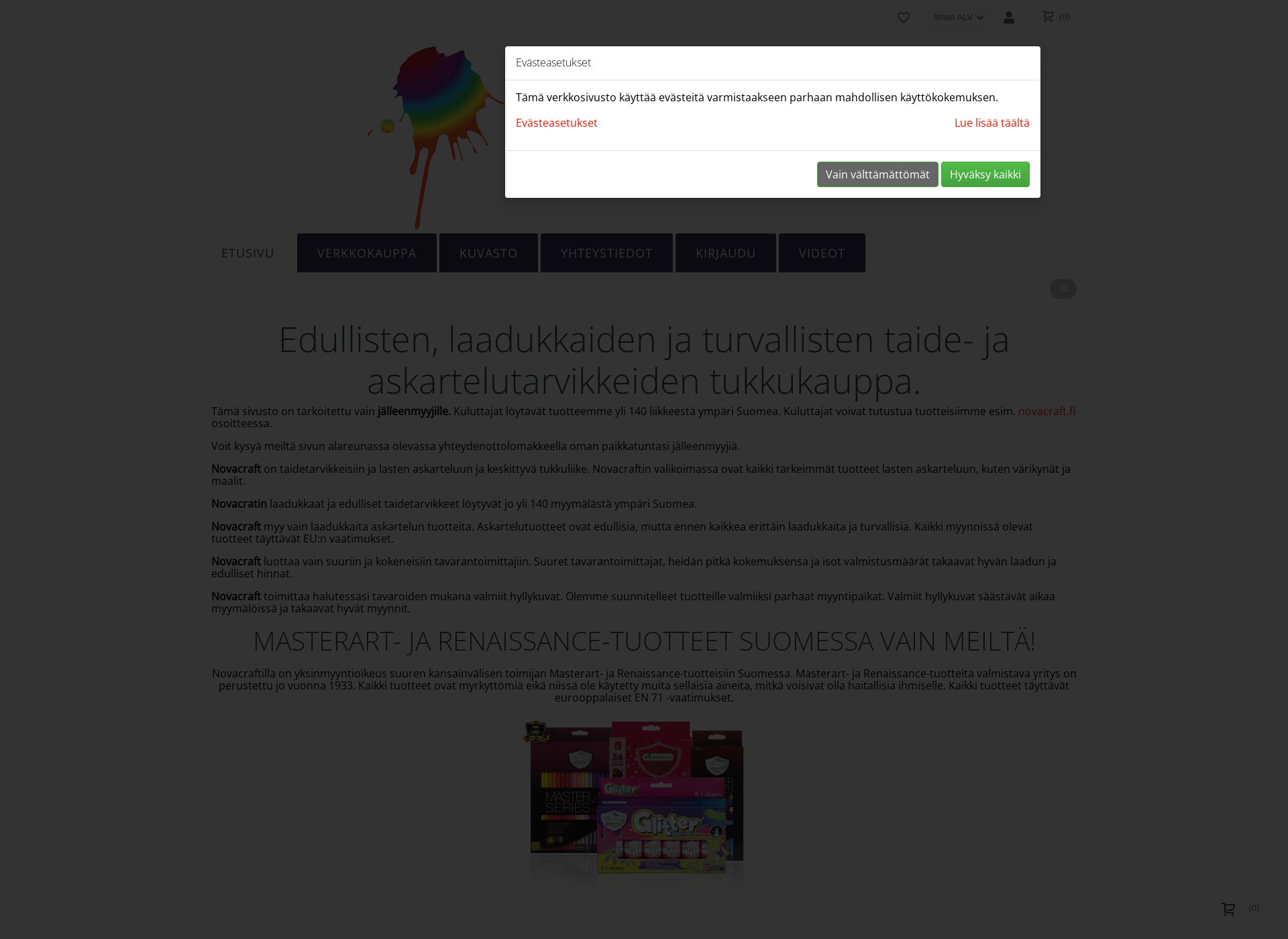 Skärmdump för novacrafttukku.fi