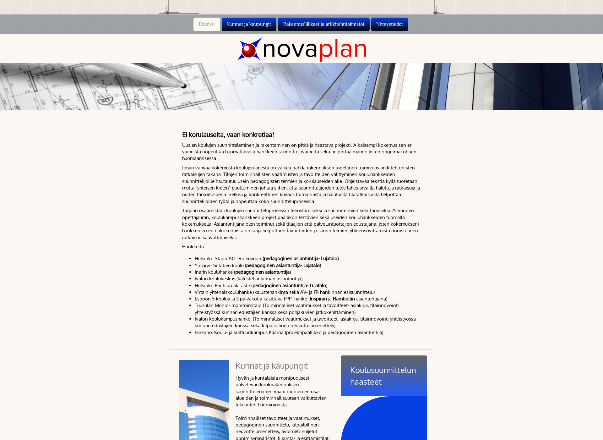Skärmdump för novaplan.fi