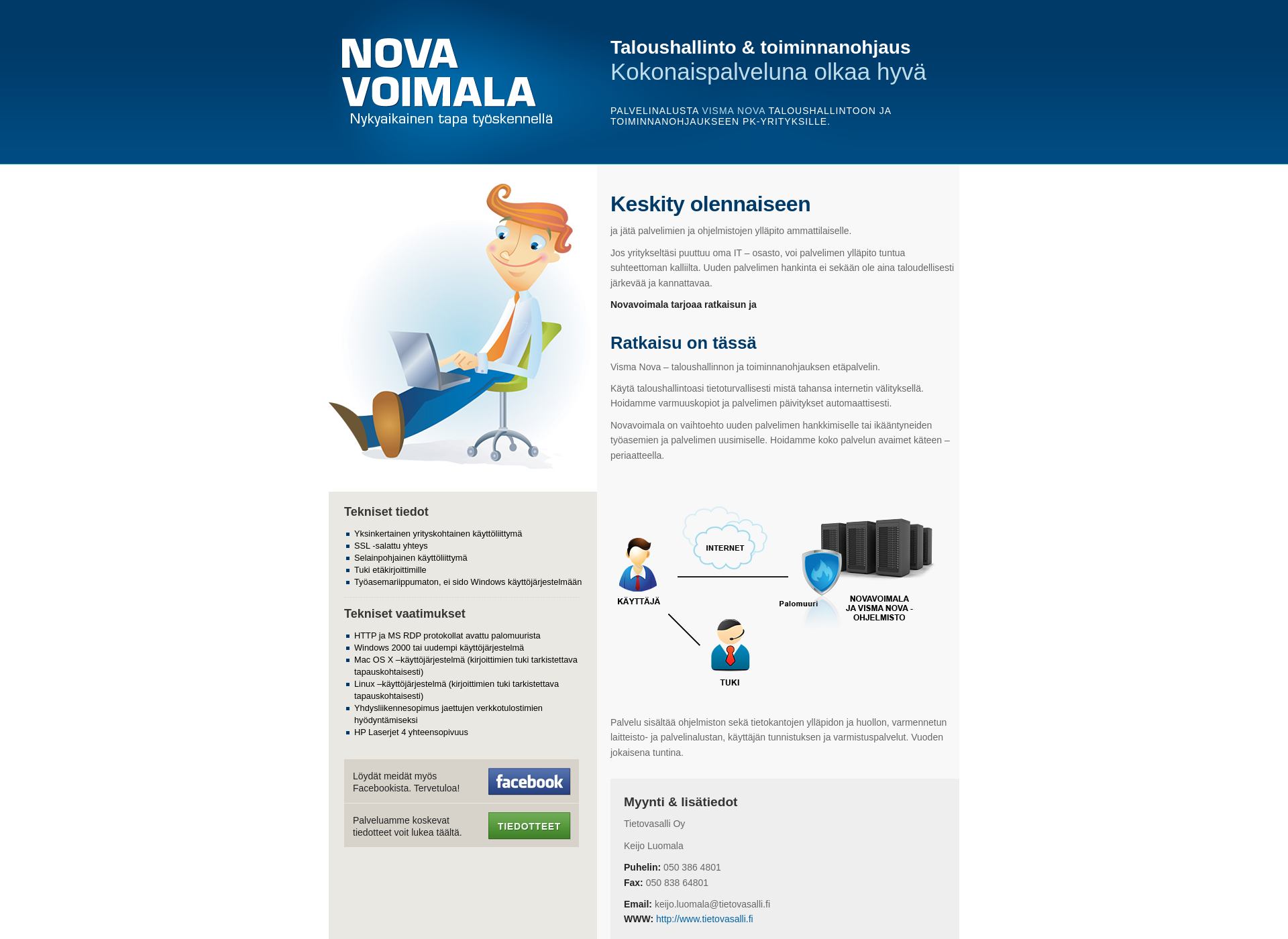 Skärmdump för novavoimala.fi