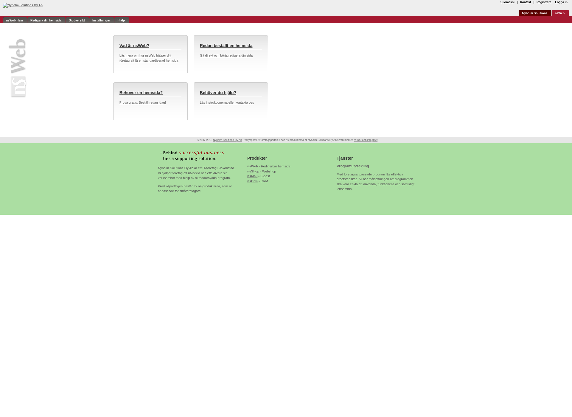 Skärmdump för nsweb.fi