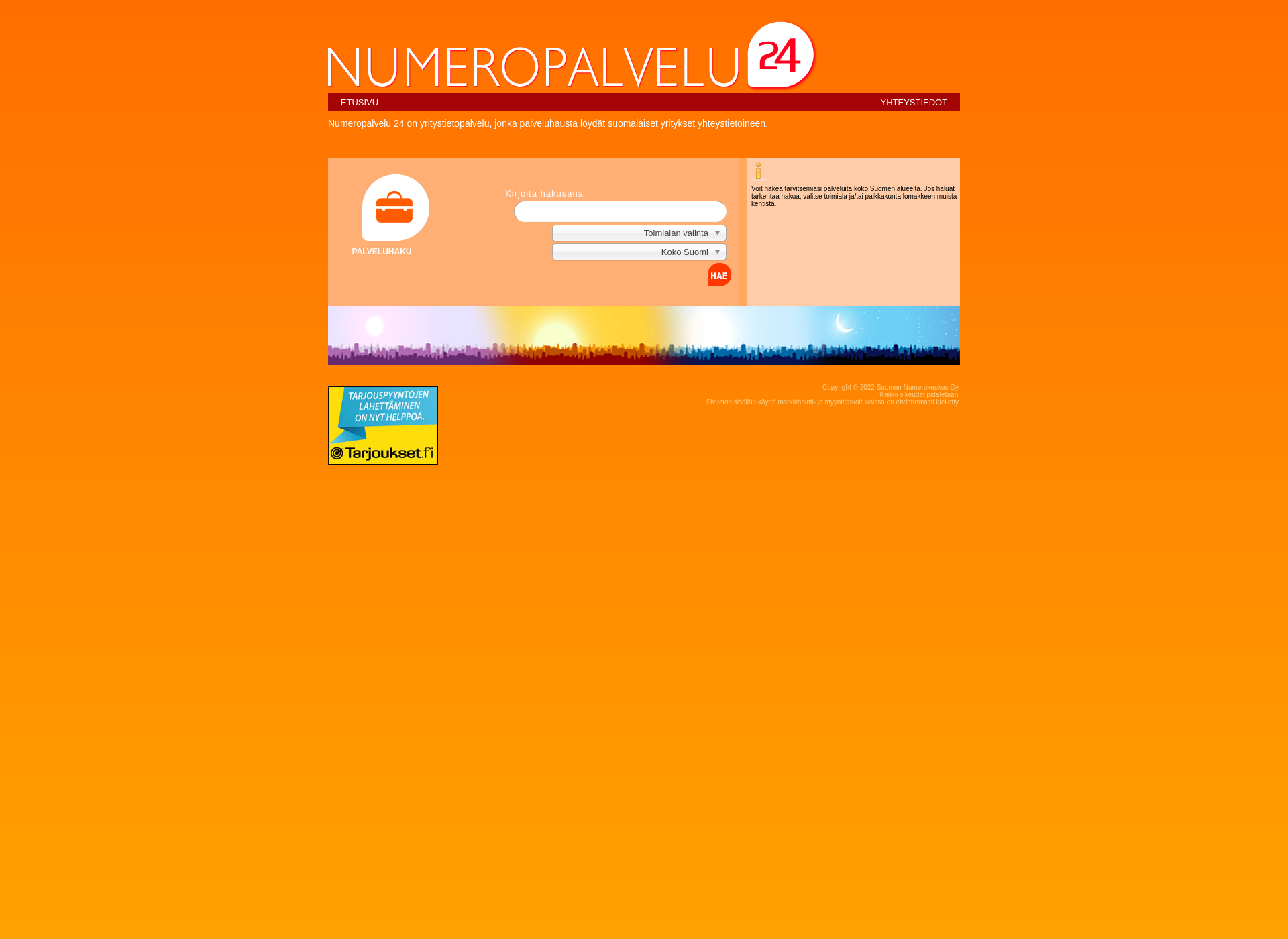 Skärmdump för numeropalvelu24.fi