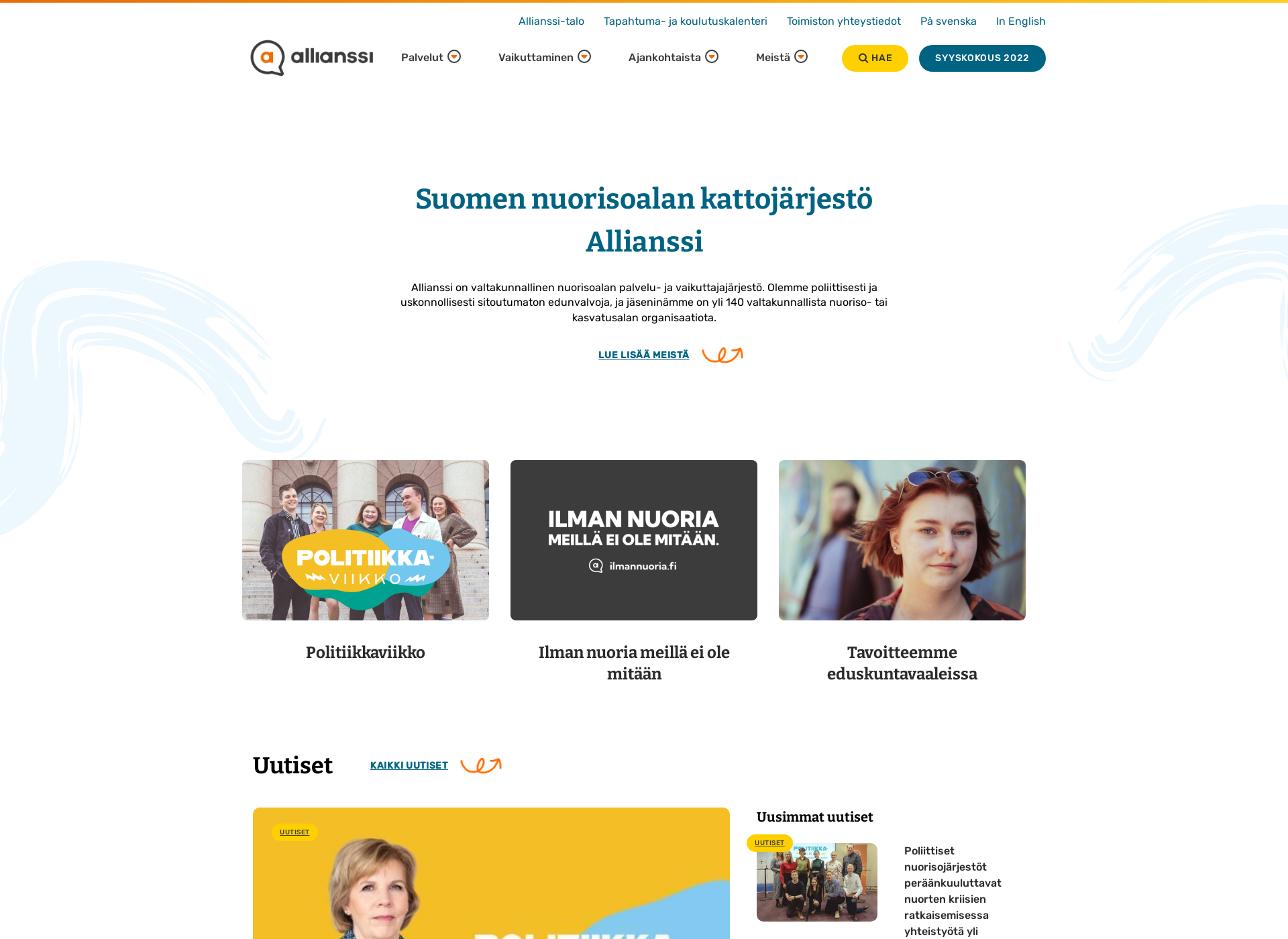 Screenshot for nuorisoala.fi