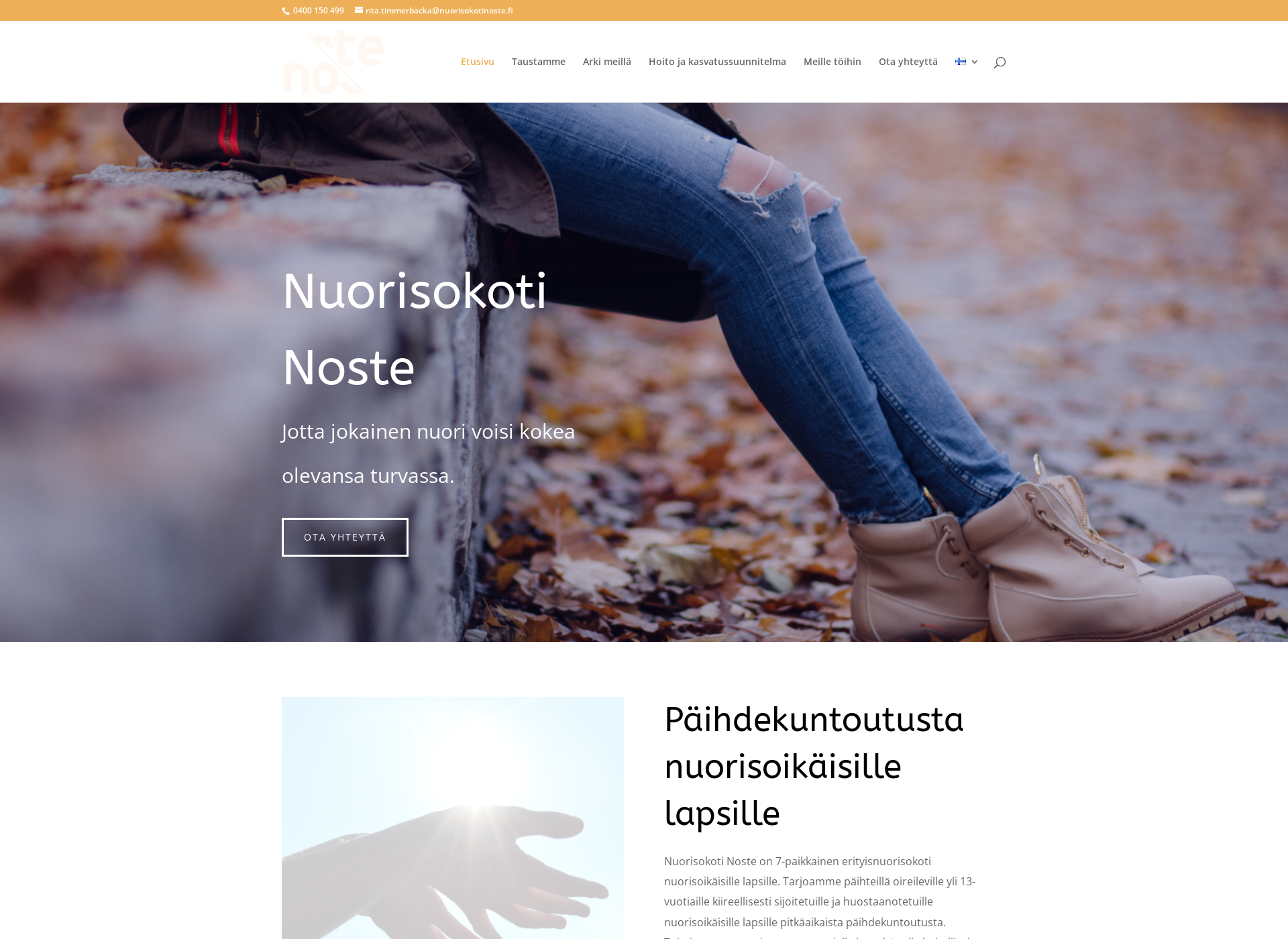 Skärmdump för nuorisokotinoste.fi
