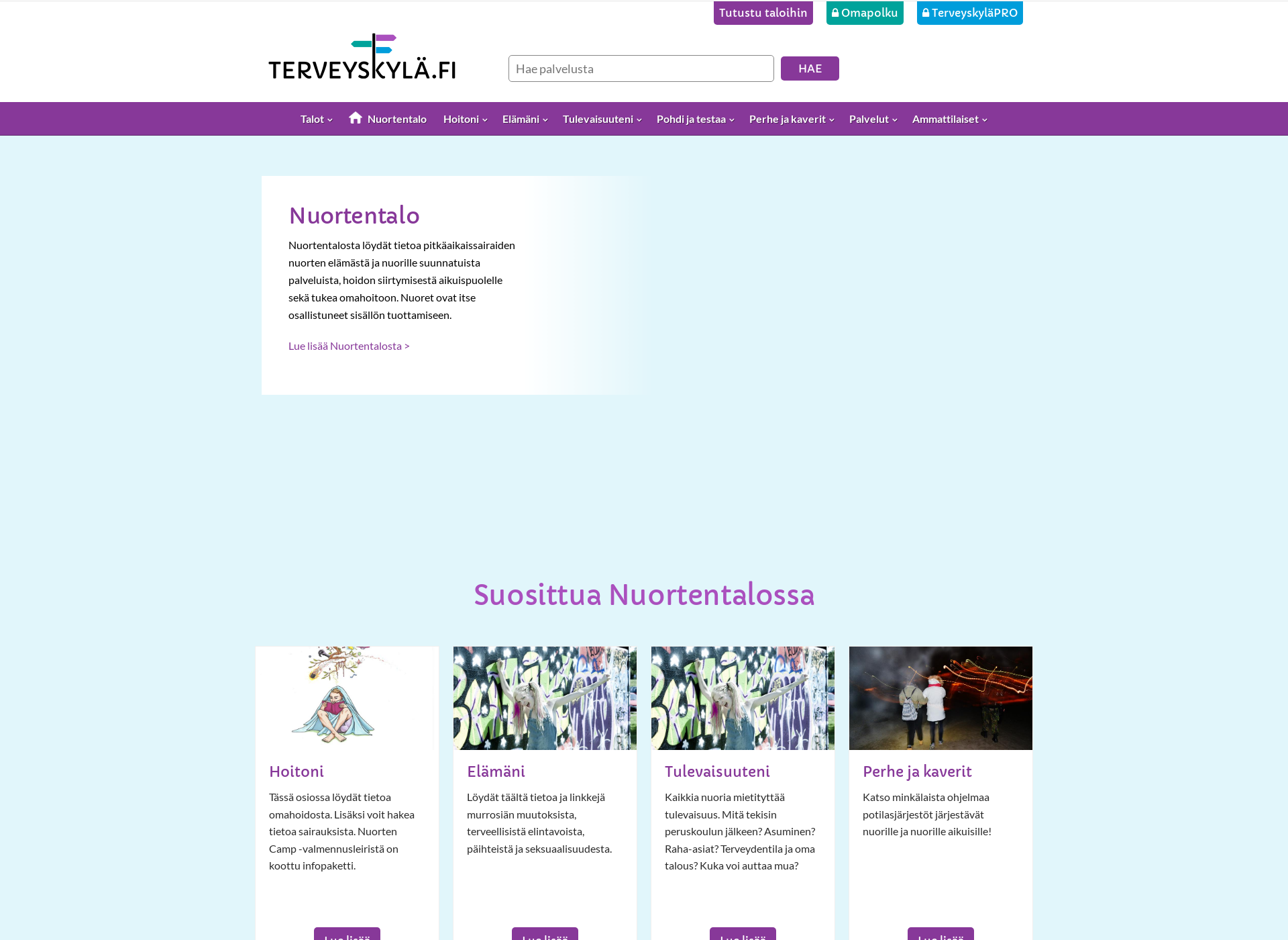 Screenshot for nuorten.fi