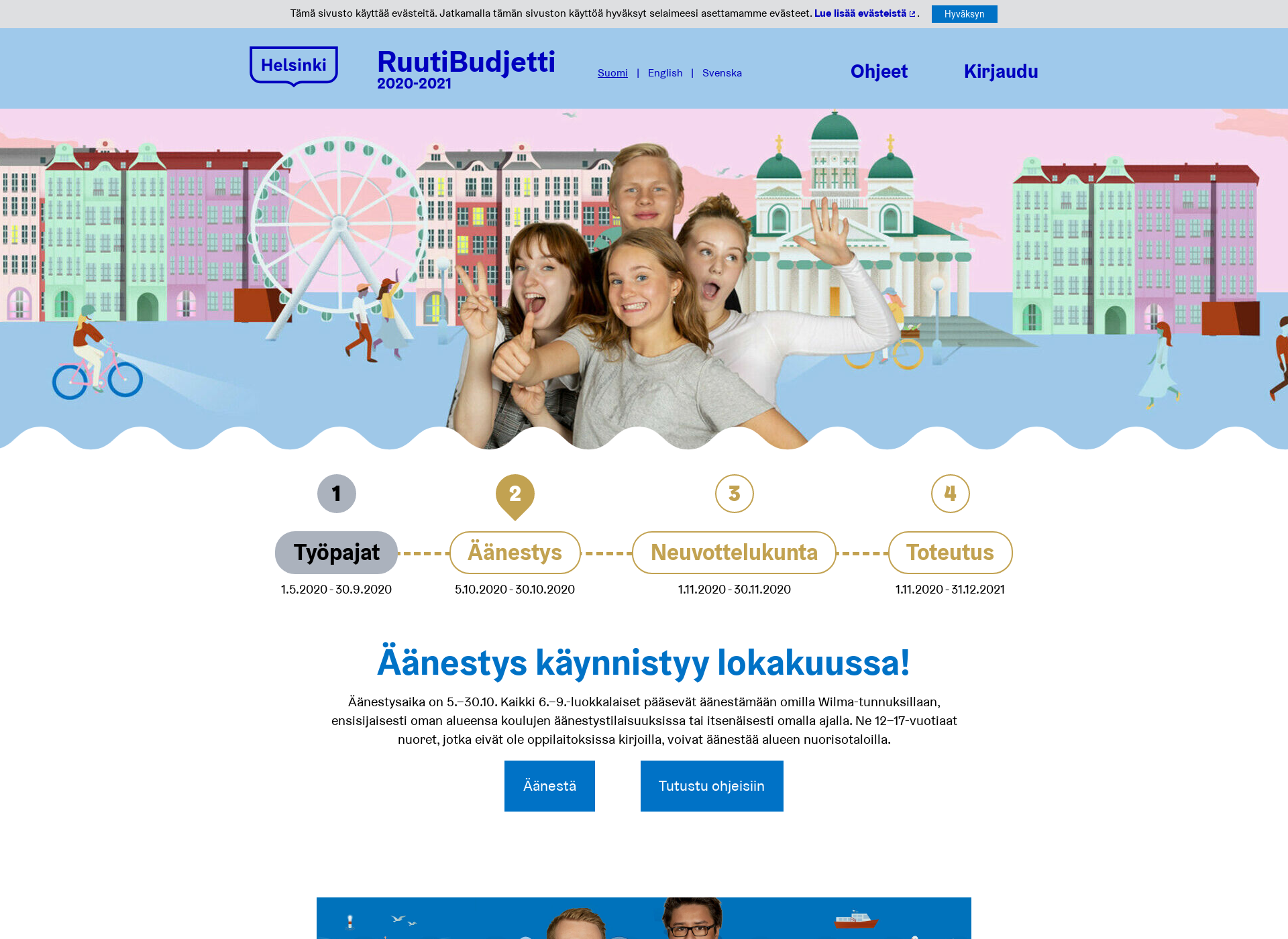 Skärmdump för nuortenbudjetti.fi