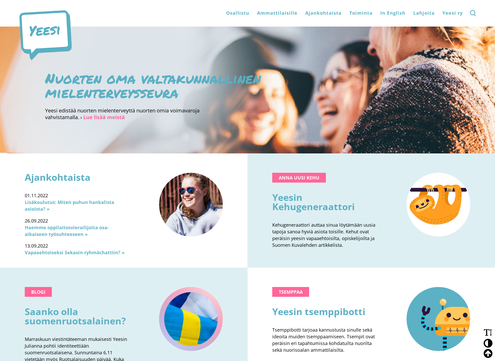 Screenshot for nuortenmielenterveys.fi