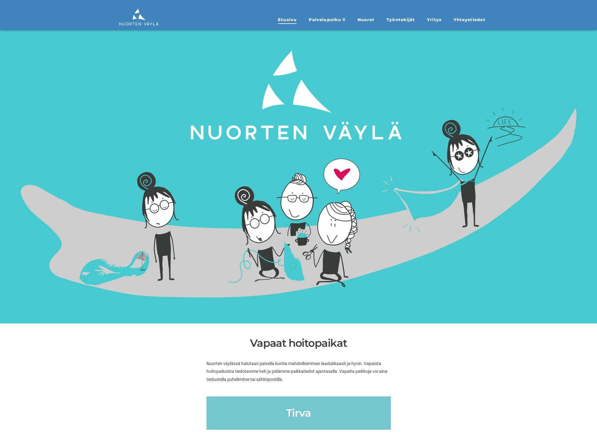Skärmdump för nuortenvayla.fi