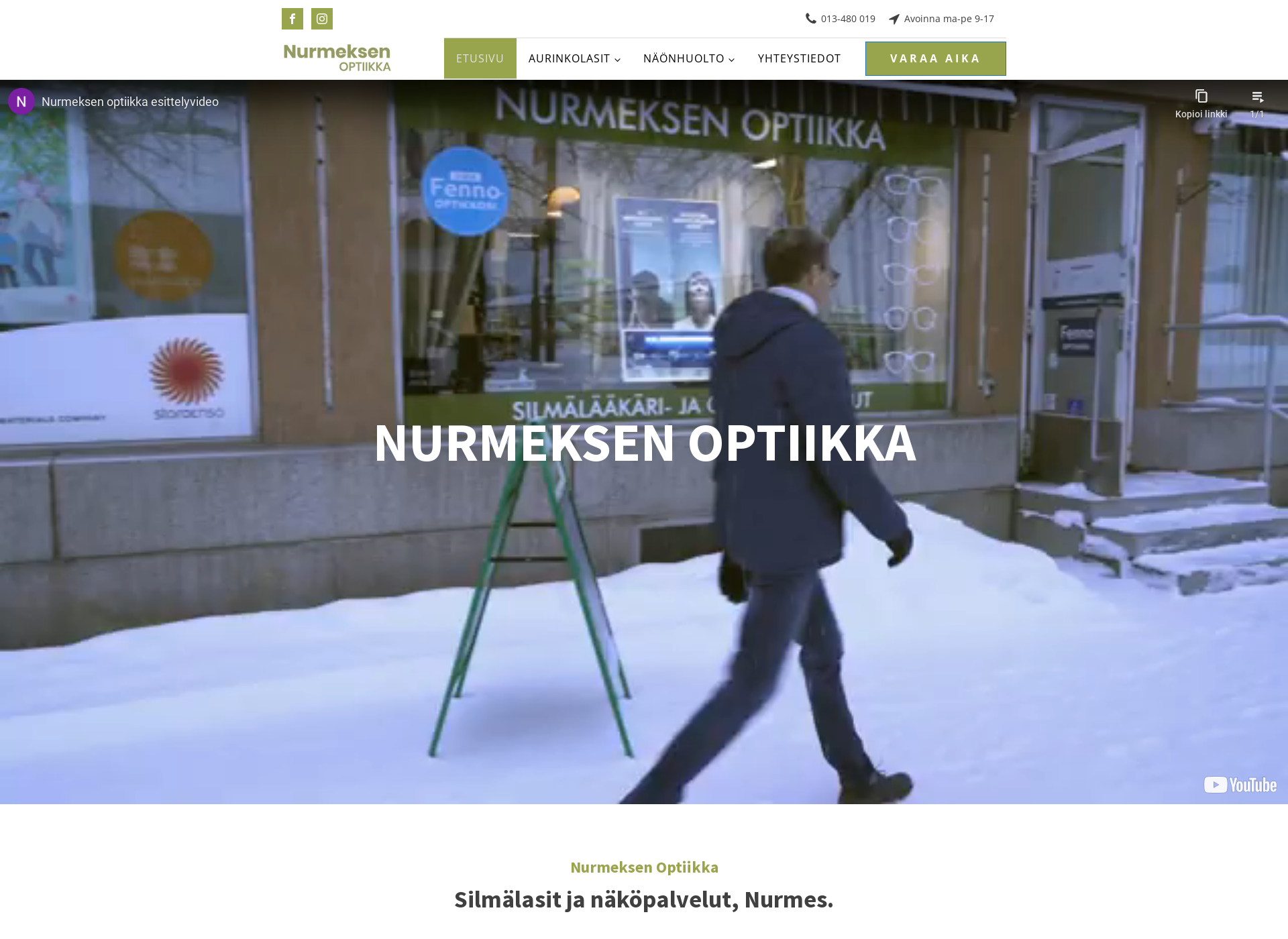 Skärmdump för nurmeksenoptiikka.fi