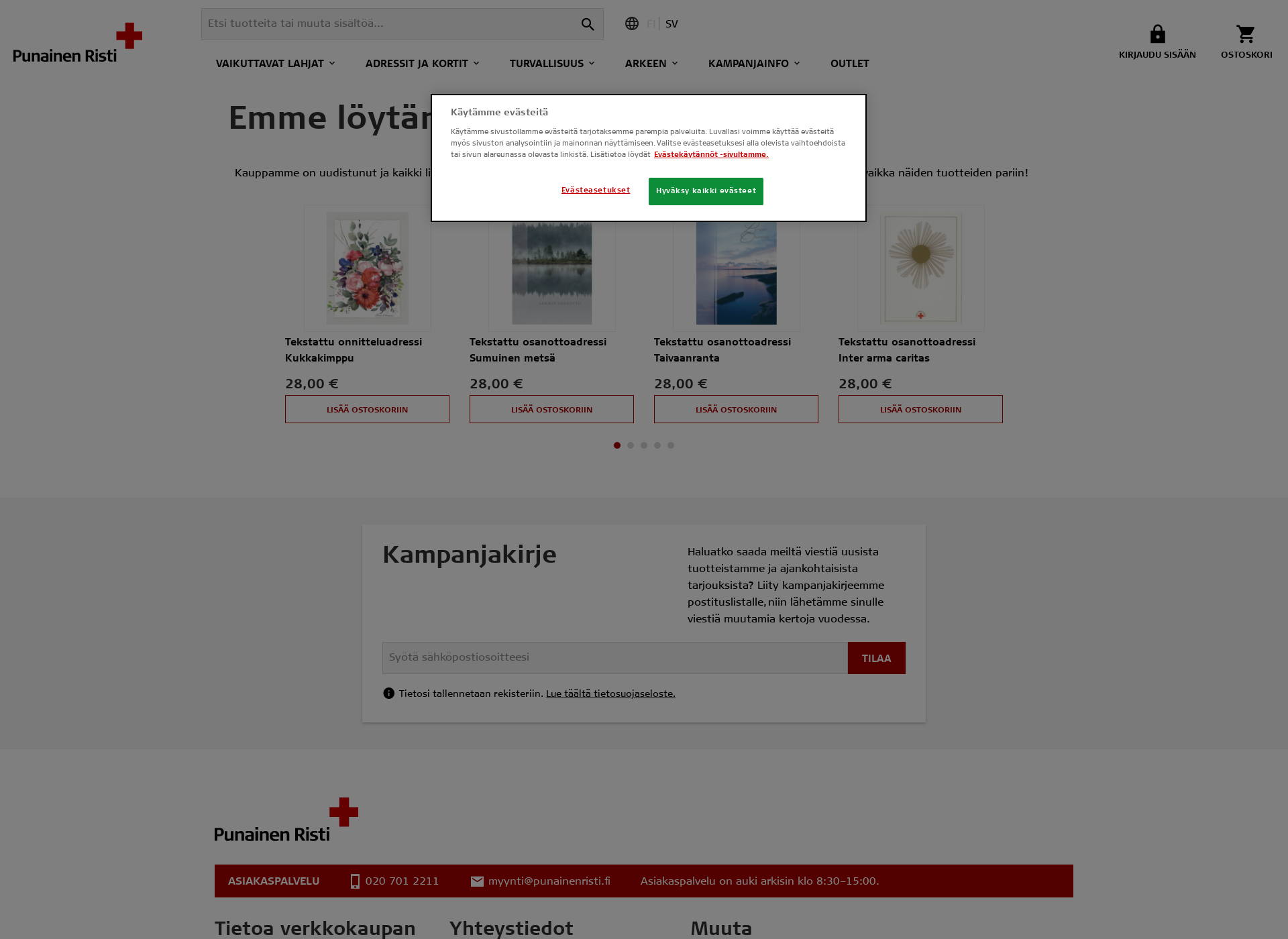 Skärmdump för nyckelregister.fi