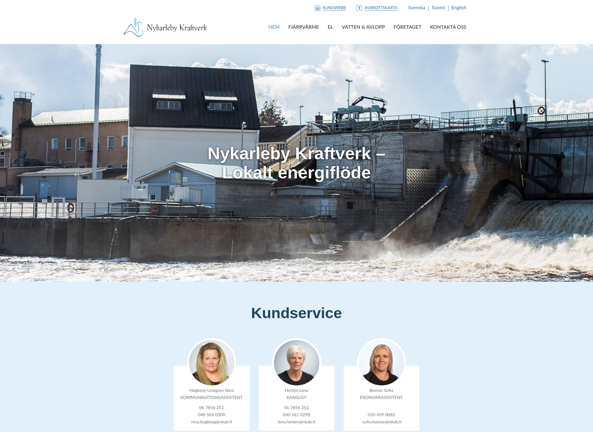 Screenshot for nykarlebykraftverk.fi