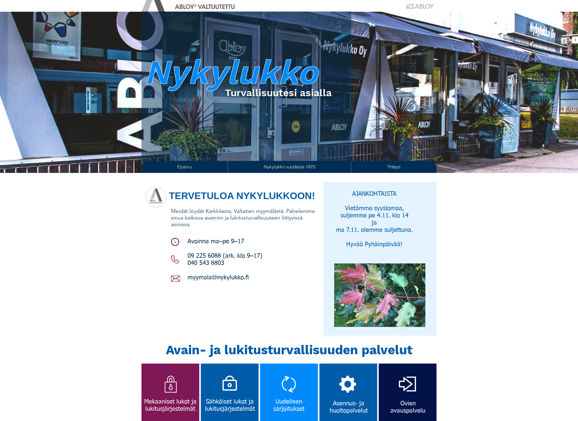 Skärmdump för nykylukko.fi