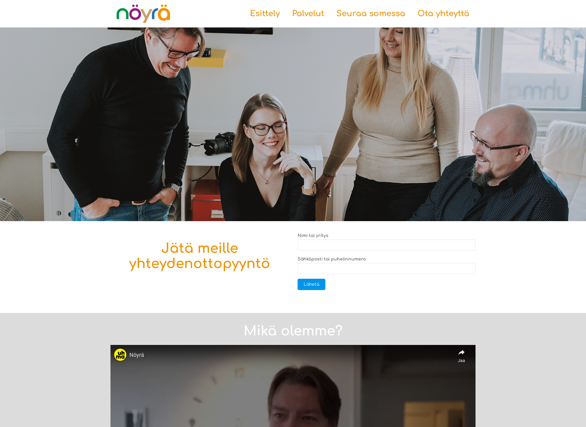 Skärmdump för nöyrä.fi