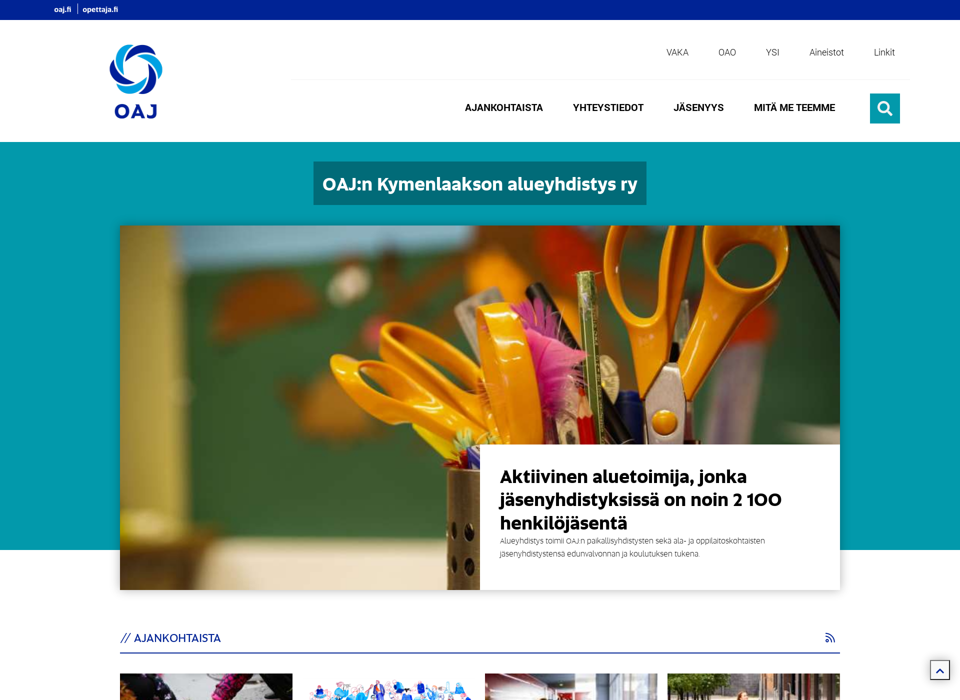 Skärmdump för oajkymenlaakso.fi
