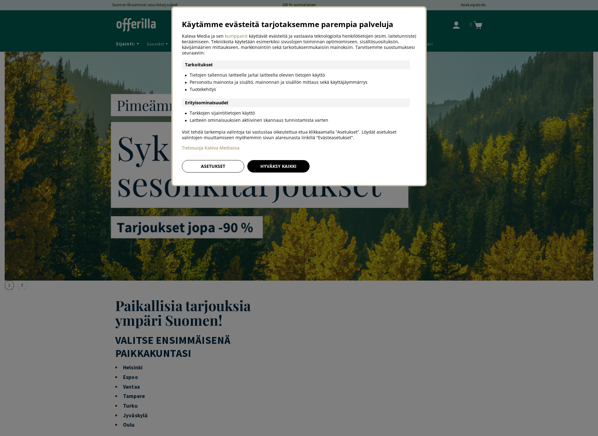 Skärmdump för offerilla.fi