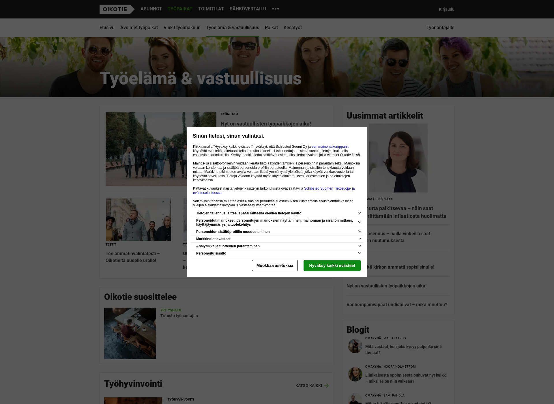 Skärmdump för oikeilleurille.fi