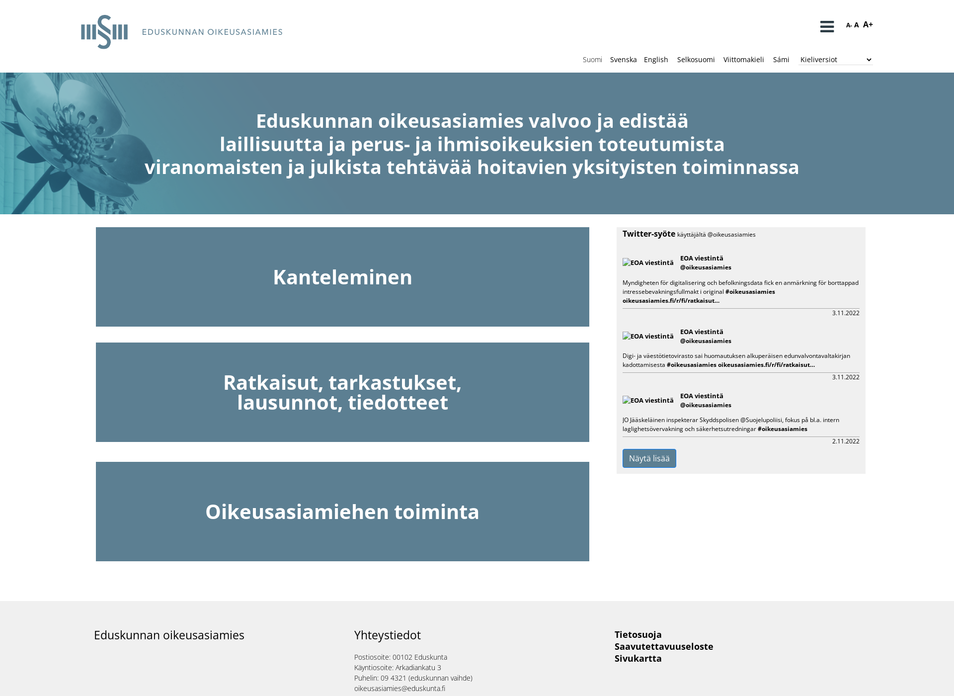 Screenshot for oikeusasiamies.fi