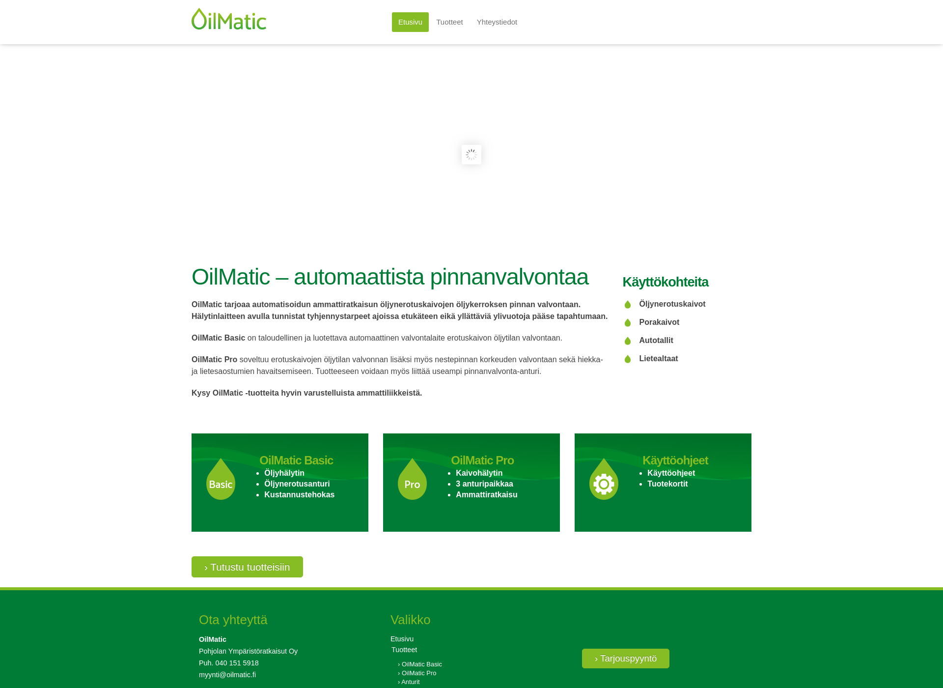 Skärmdump för oilmatic.fi