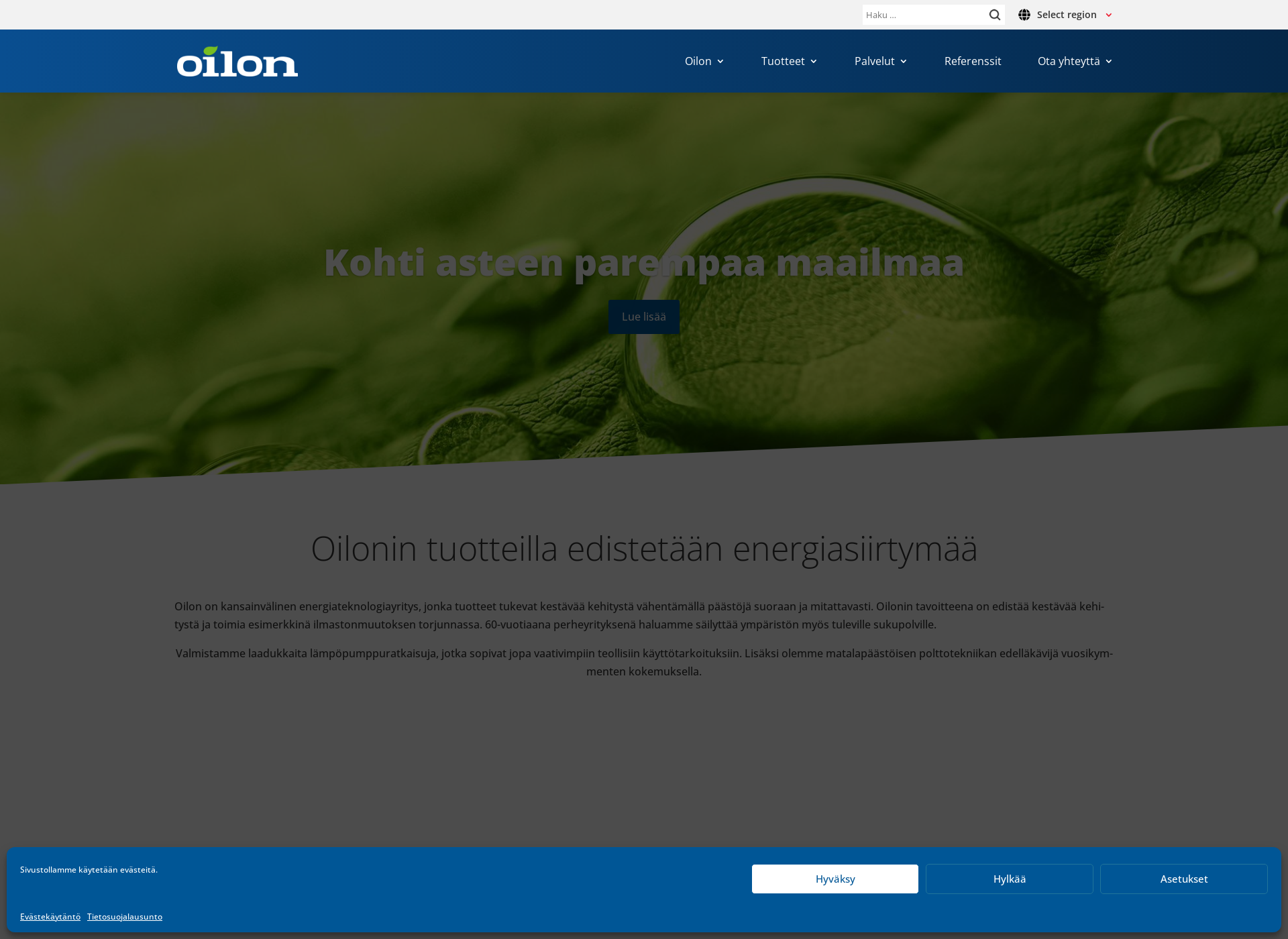 Skärmdump för oilon.fi