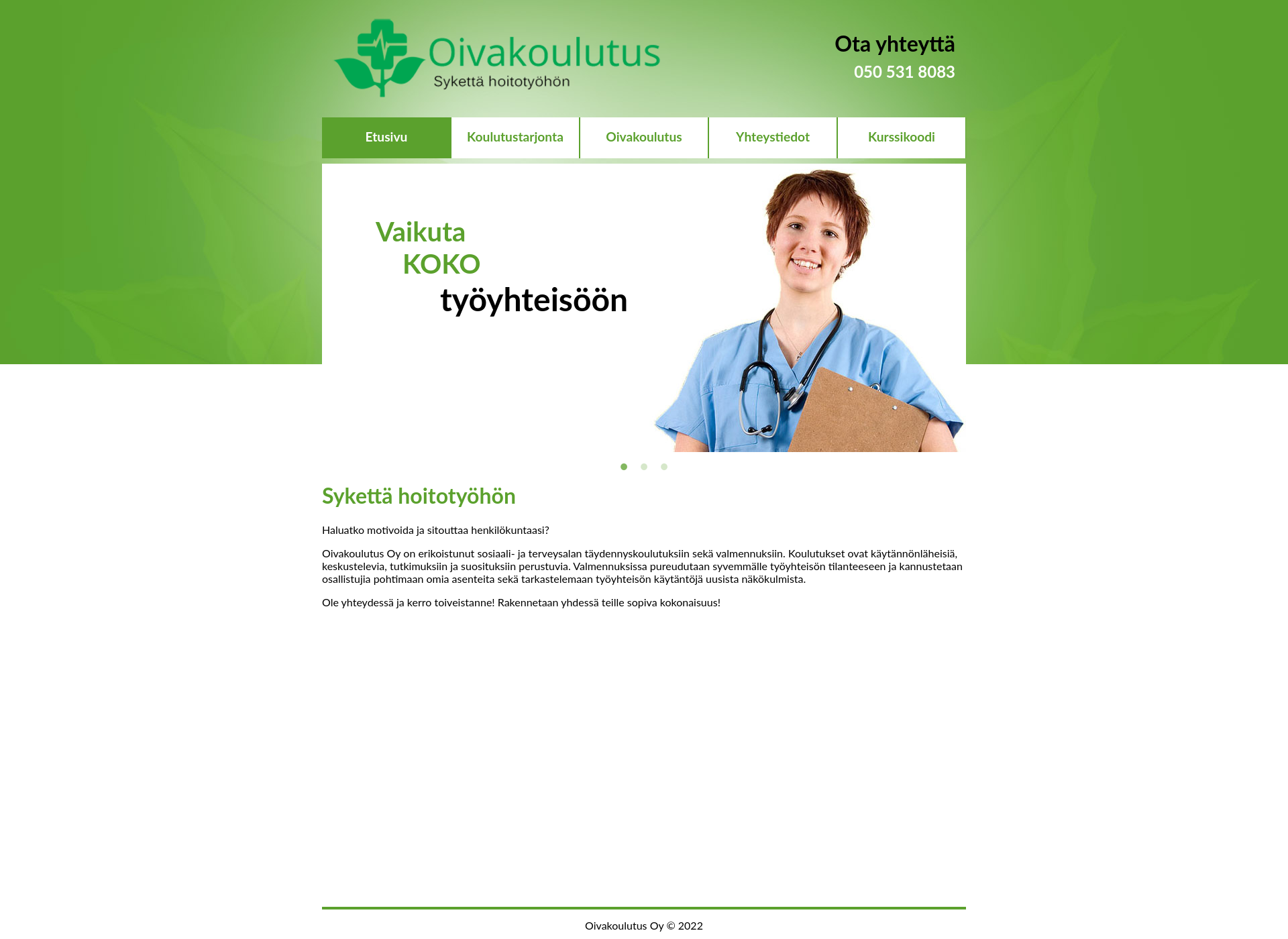 Skärmdump för oivakoulutus.fi